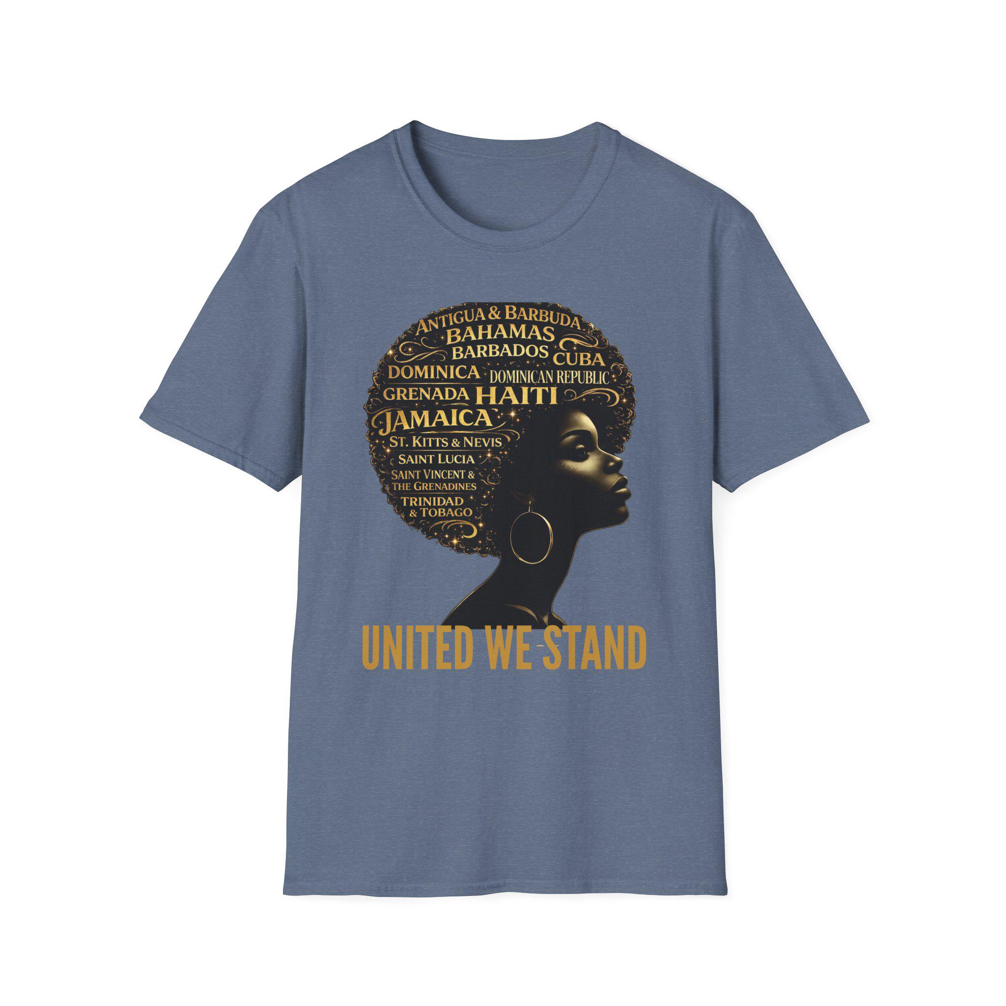 Caribbean Island Queen Afro Shirt: United We Stand Black Woman Pride Tee, product view 10