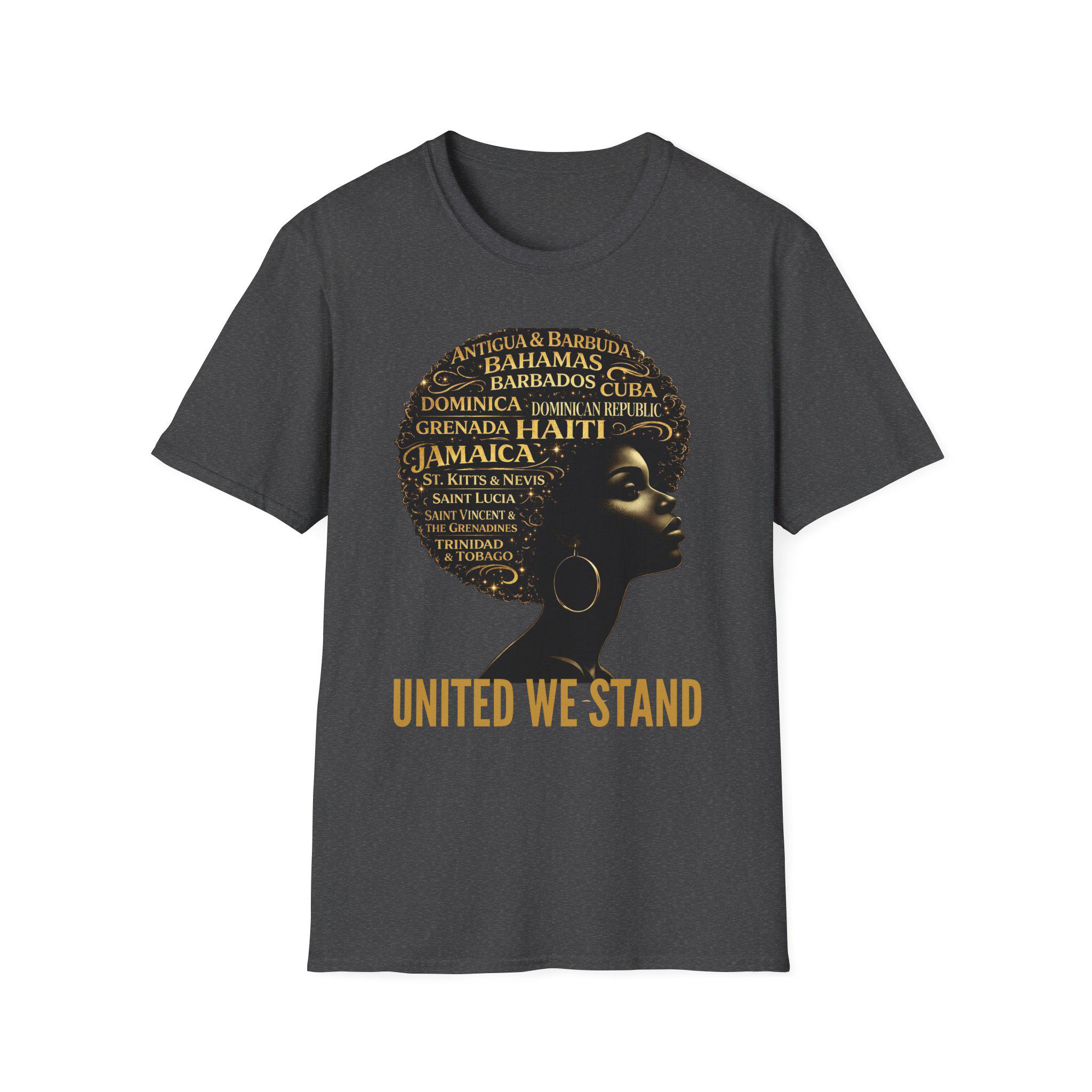 Caribbean Island Queen Afro Shirt: United We Stand Black Woman Pride Tee, product view 11