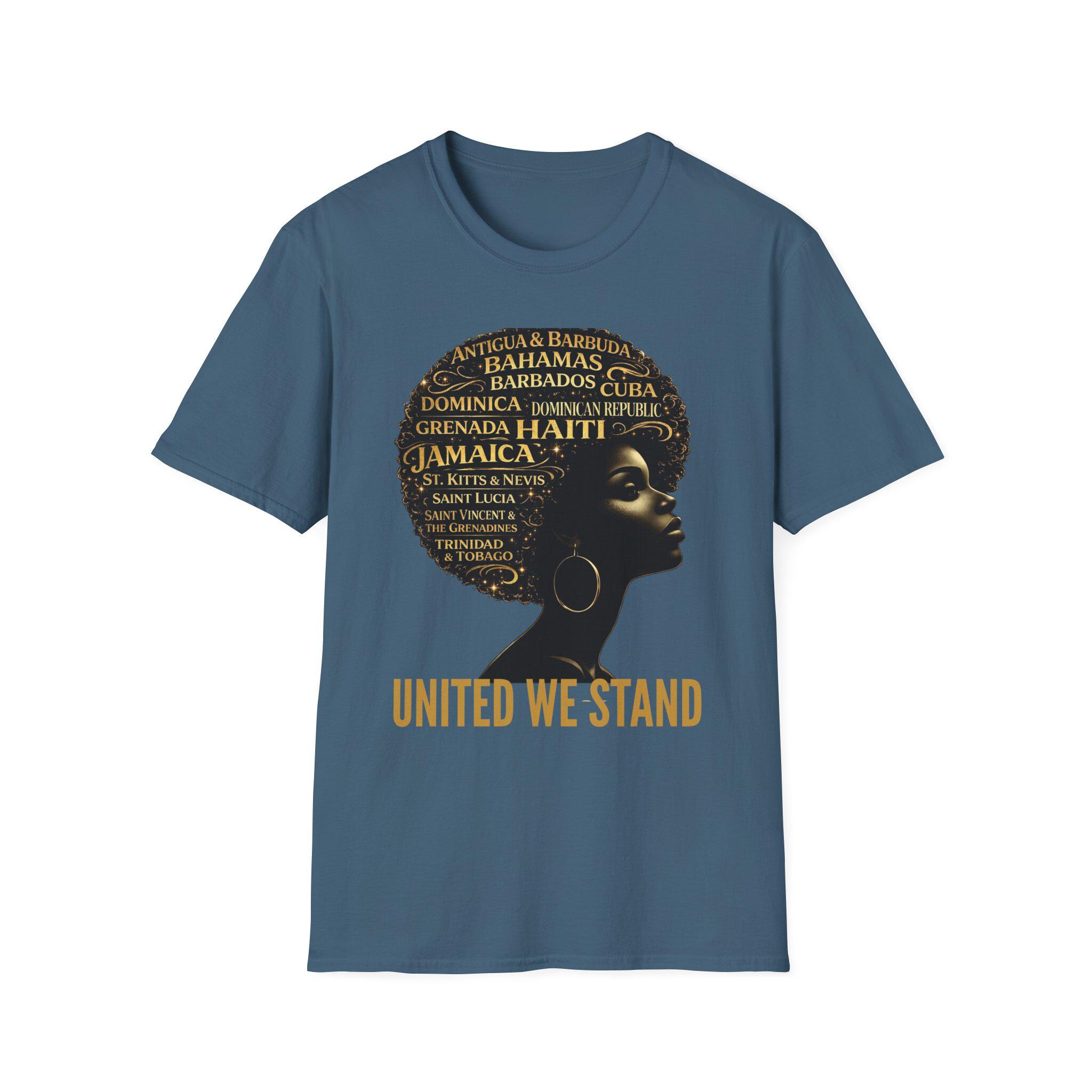 Caribbean Island Queen Afro Shirt: United We Stand Black Woman Pride Tee, product view 12