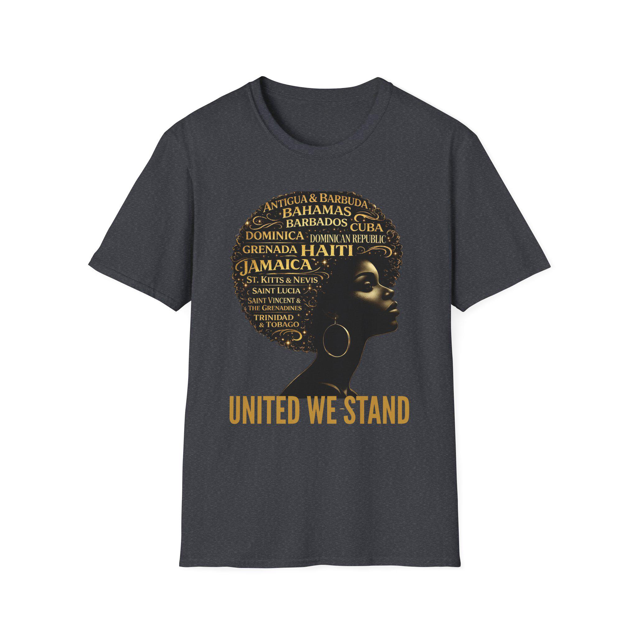 Caribbean Island Queen Afro Shirt: United We Stand Black Woman Pride Tee, product view 13