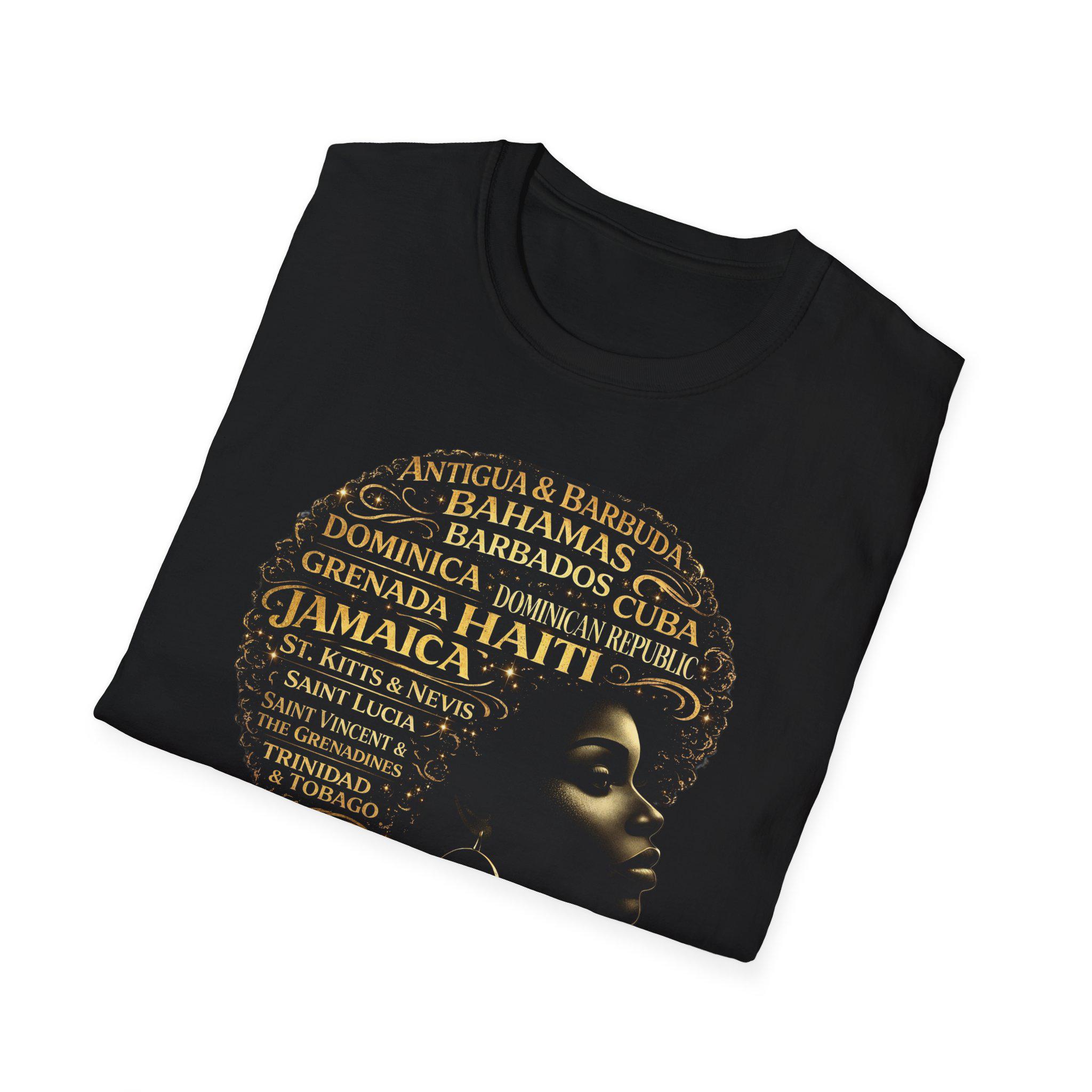 Caribbean Island Queen Afro Shirt: United We Stand Black Woman Pride Tee, product view 15