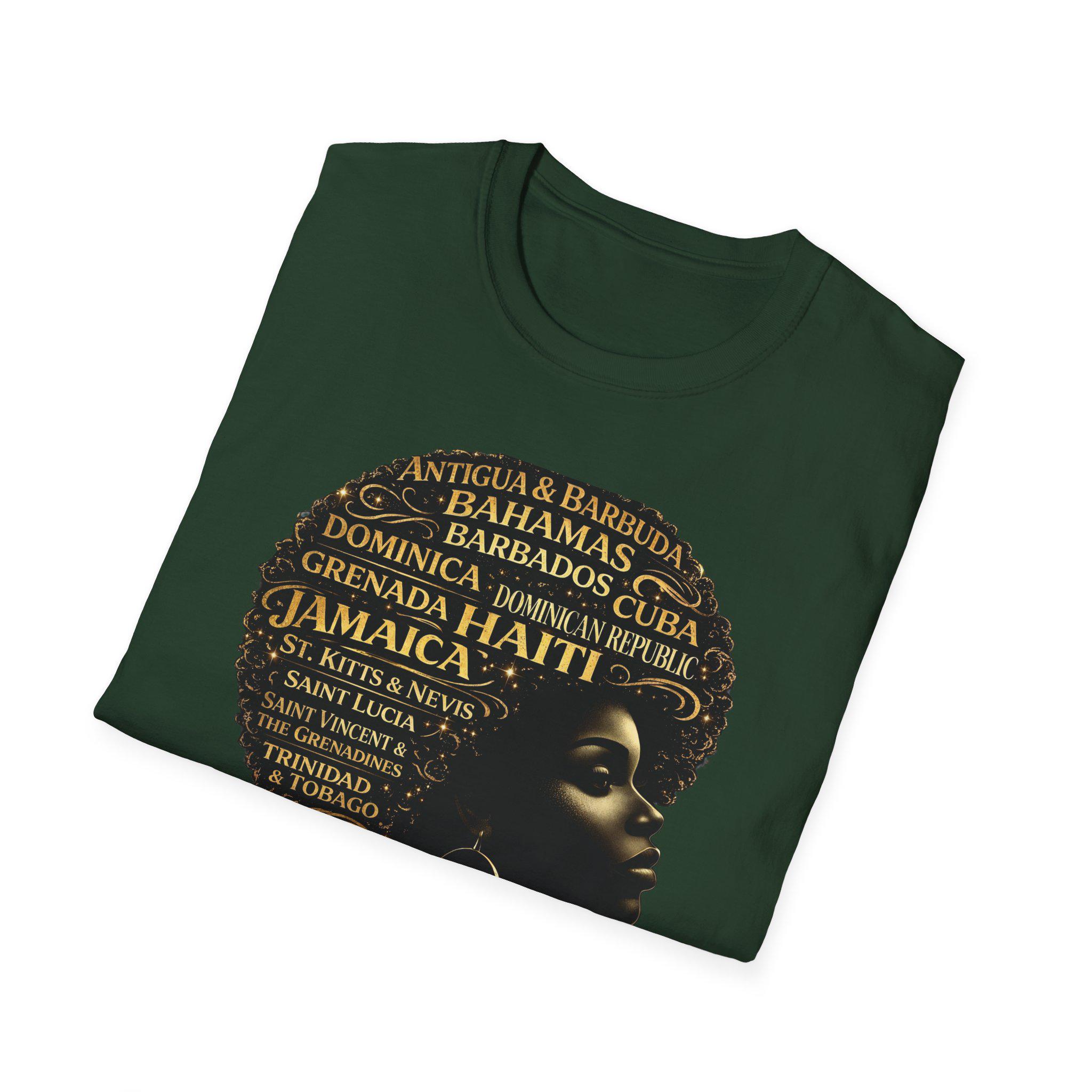 Caribbean Island Queen Afro Shirt: United We Stand Black Woman Pride Tee, product view 16