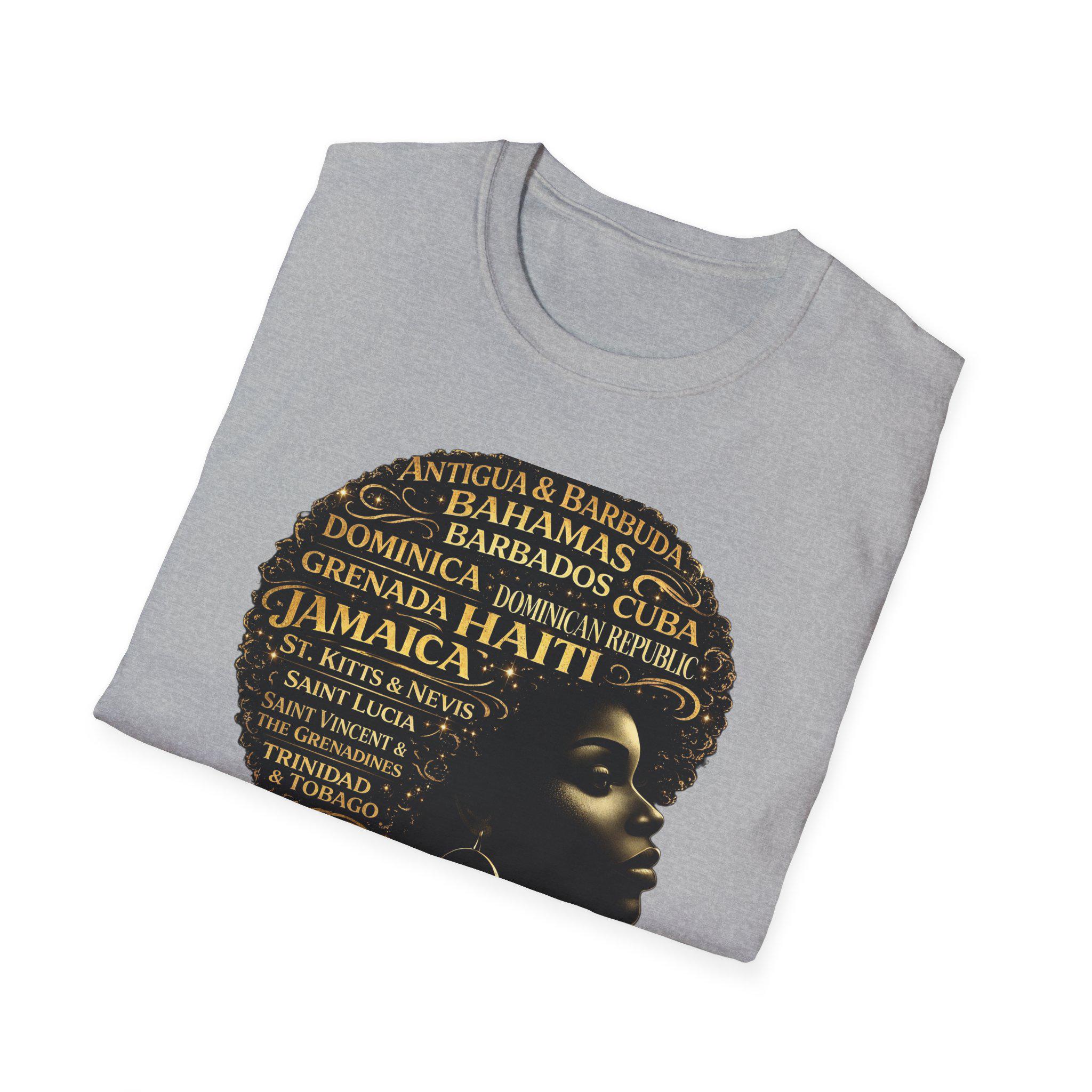 Caribbean Island Queen Afro Shirt: United We Stand Black Woman Pride Tee, product view 17