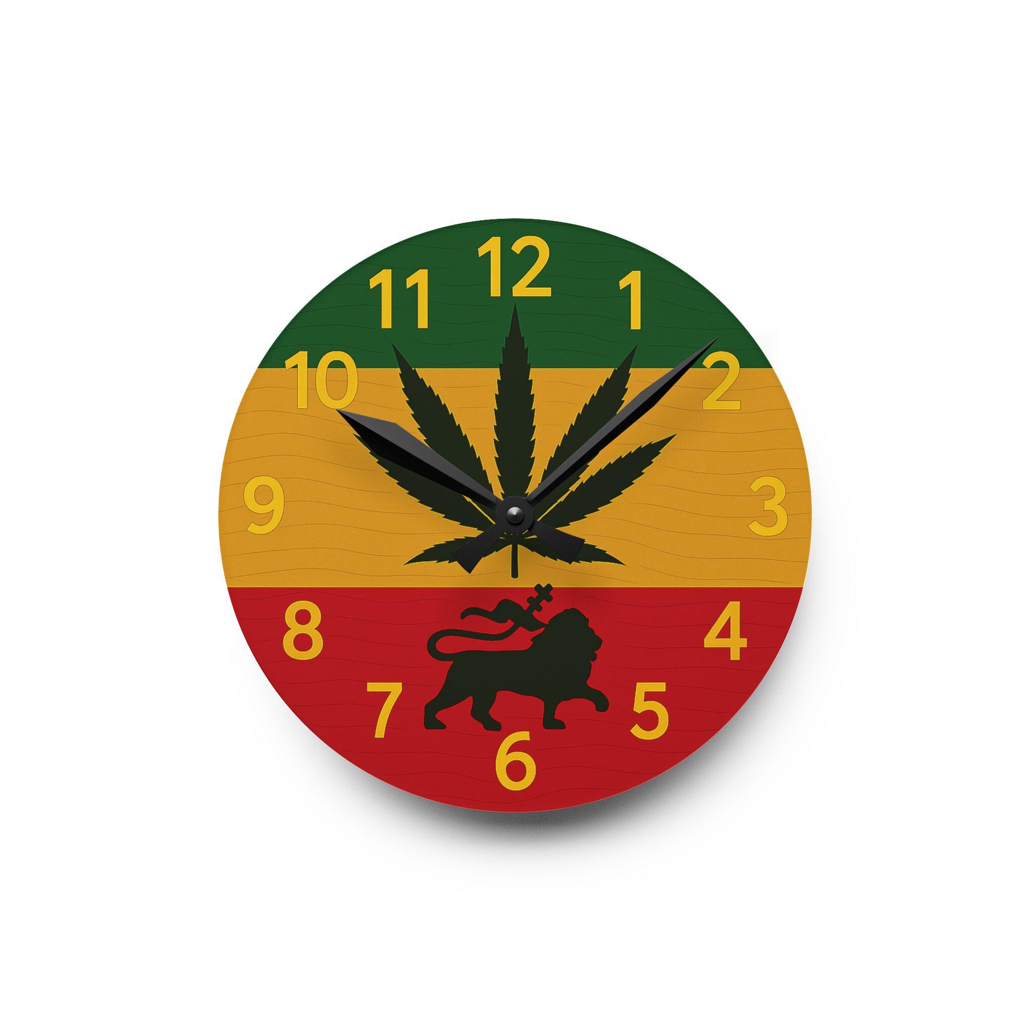 Jamaica Rasta Lion Acrylic Wall Clock. Reggae Music Decor, Square Acrylic Home Accent., product view 5