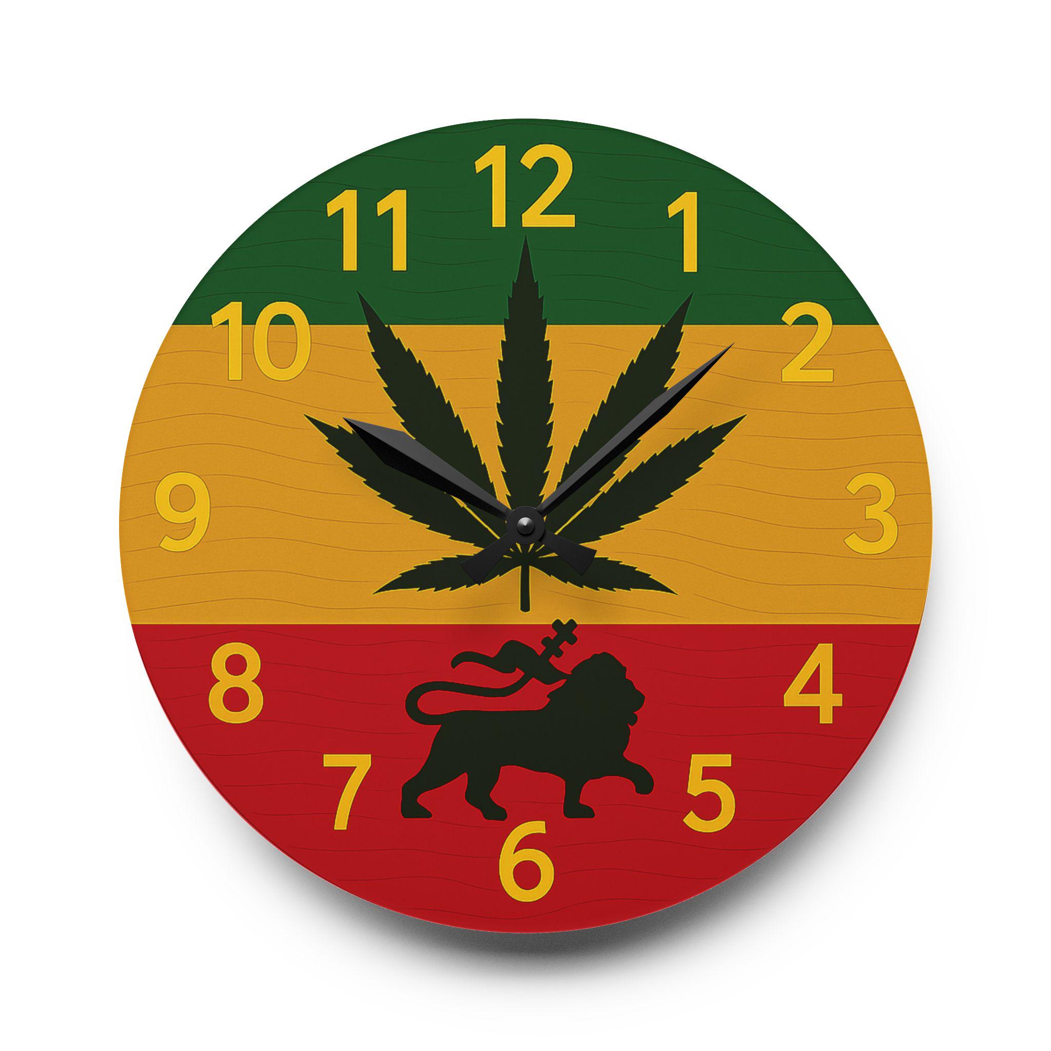 Jamaica Rasta Lion Acrylic Wall Clock. Reggae Music Decor, Square Acrylic Home Accent., product view 12