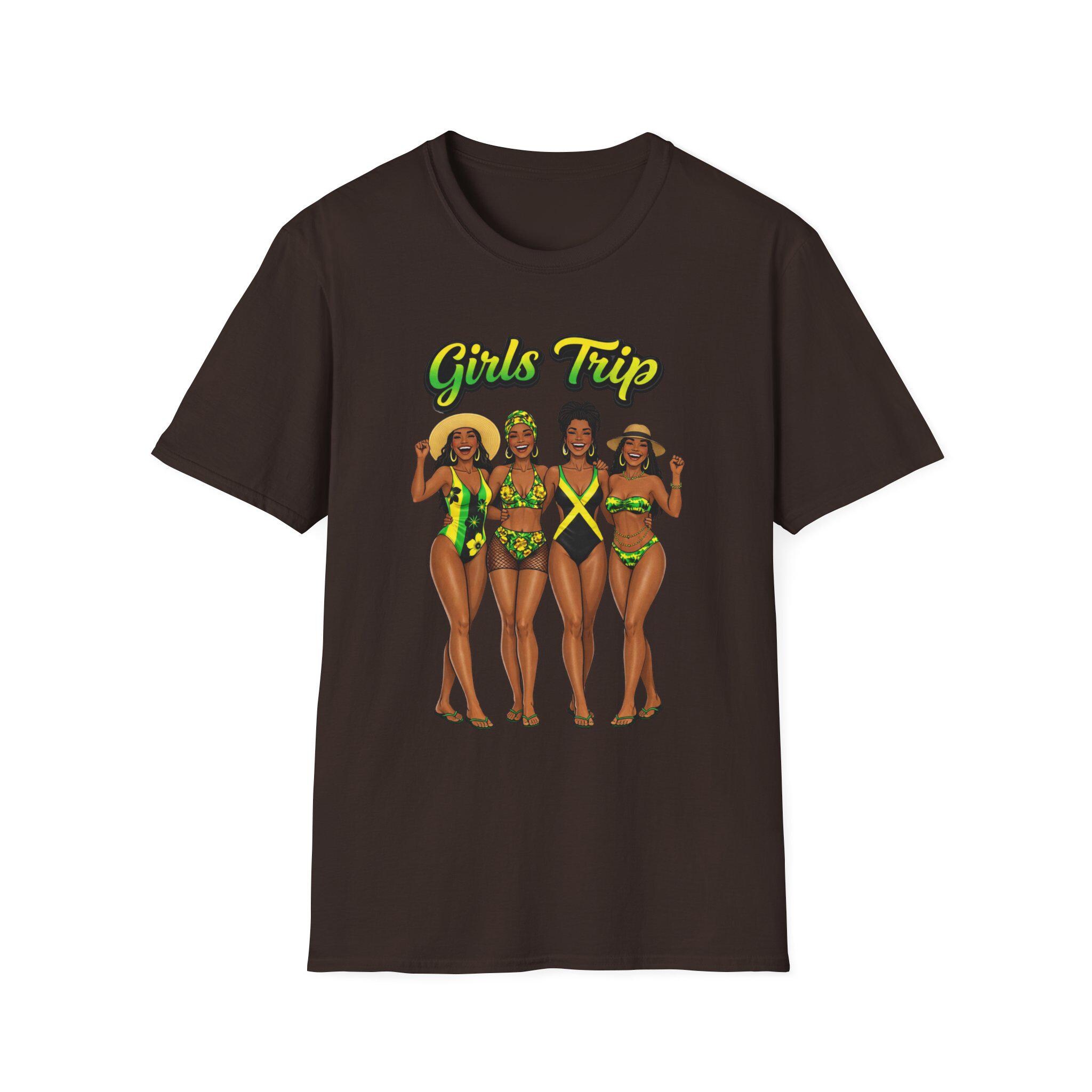 Girls Trip Bikini Crew T-Shirt. Black Women Swimsuit. Jamaica Vacation shirt., product view 5