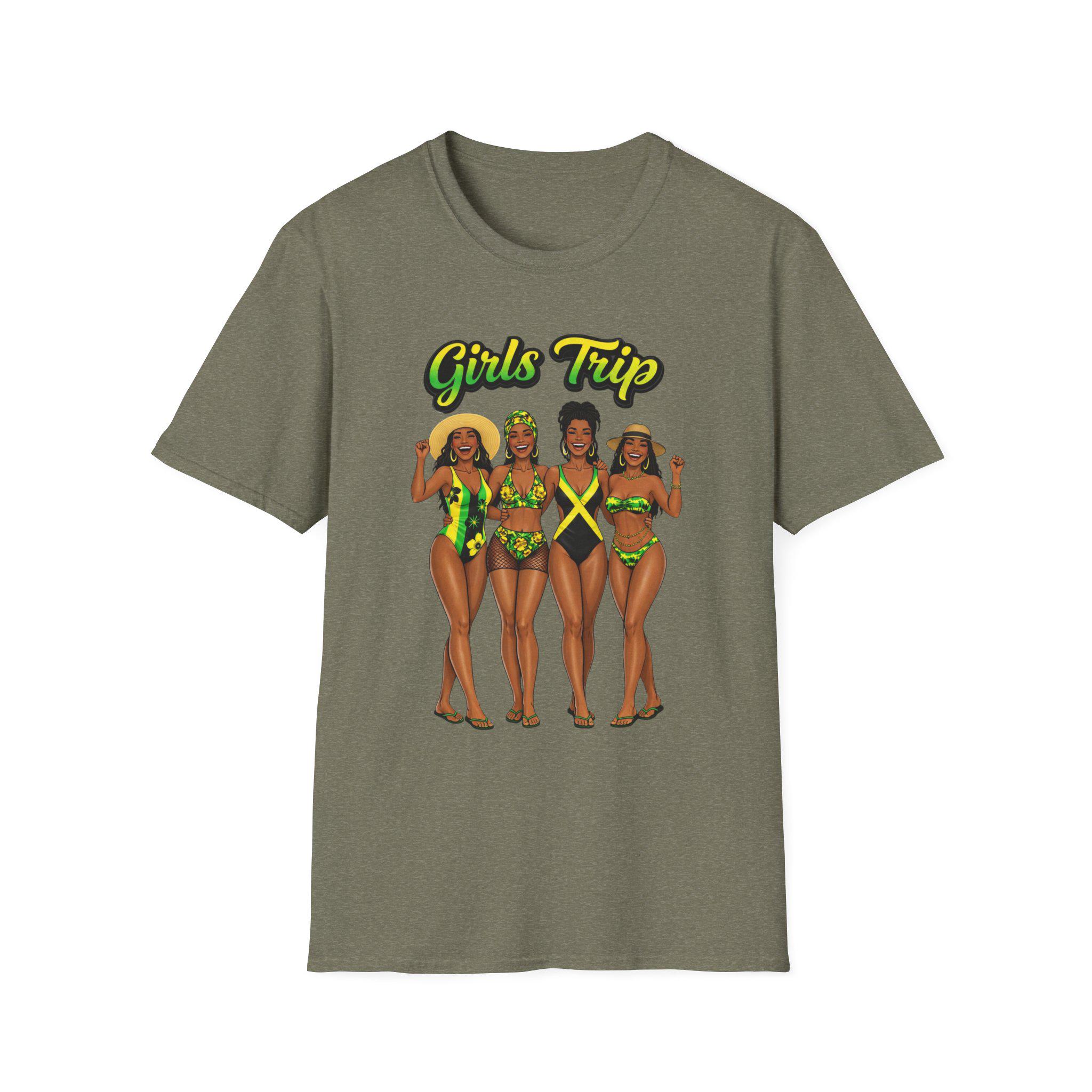 Girls Trip Bikini Crew T-Shirt. Black Women Swimsuit. Jamaica Vacation shirt., product view 6