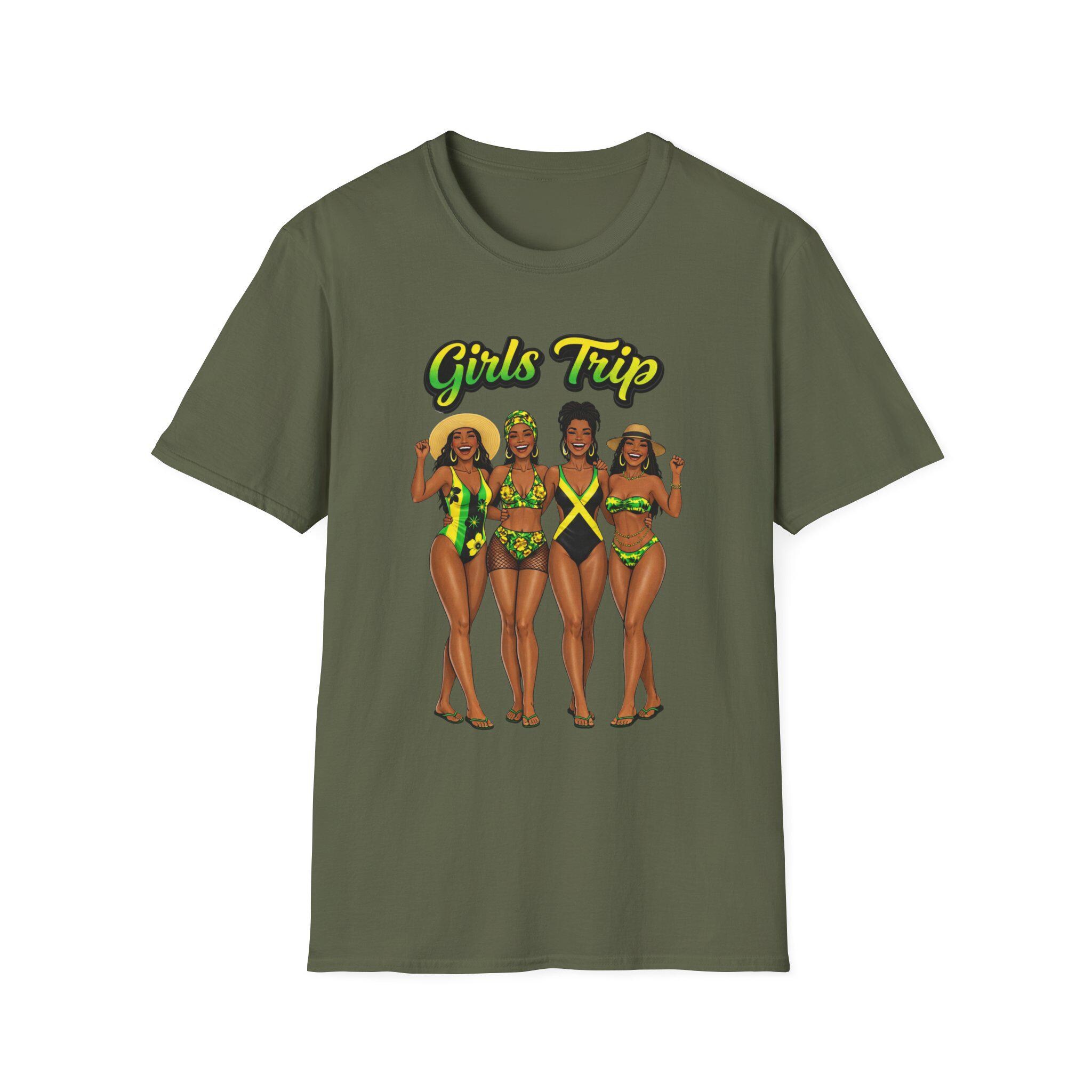 Girls Trip Bikini Crew T-Shirt. Black Women Swimsuit. Jamaica Vacation shirt., product view 7