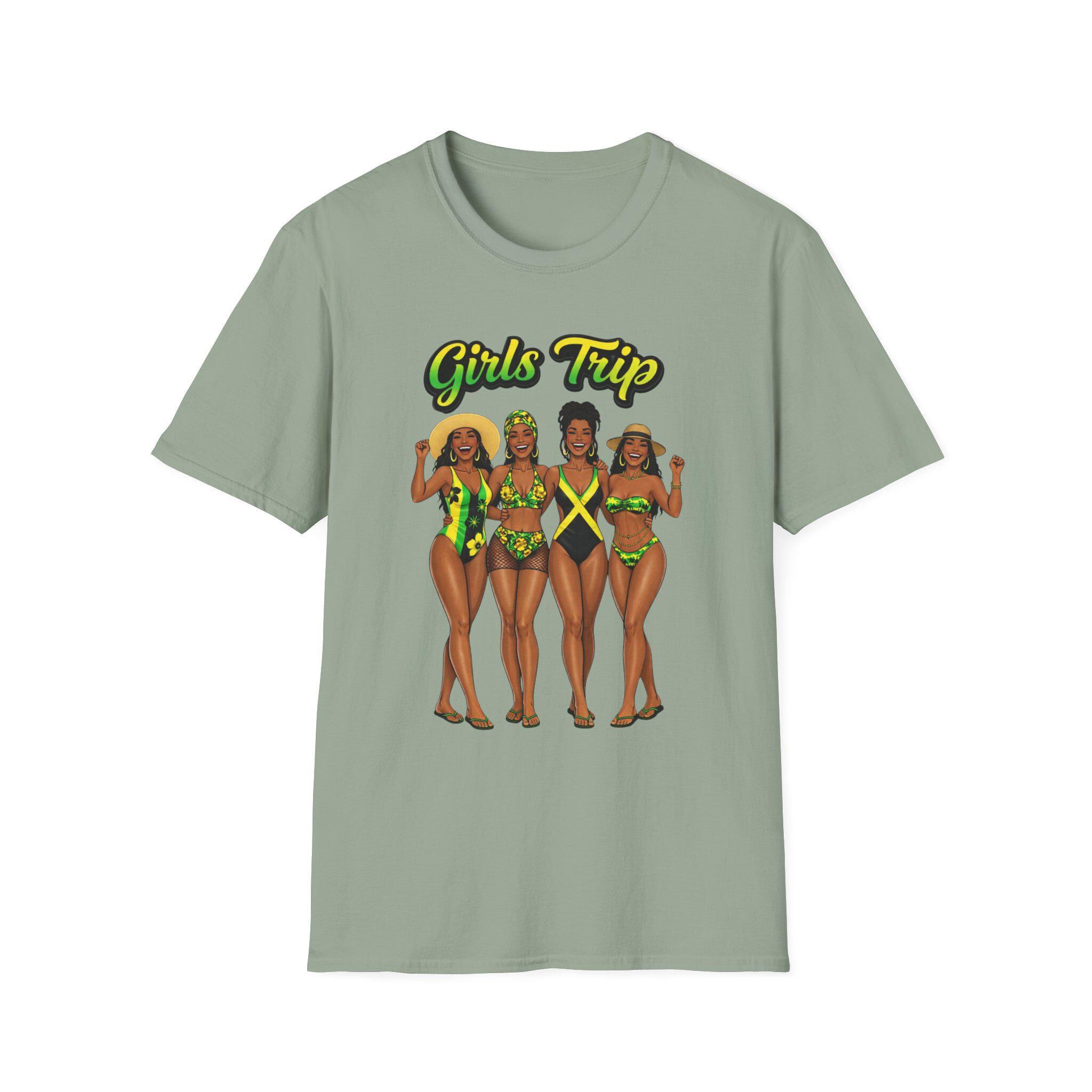 Girls Trip Bikini Crew T-Shirt. Black Women Swimsuit. Jamaica Vacation shirt., product view 9