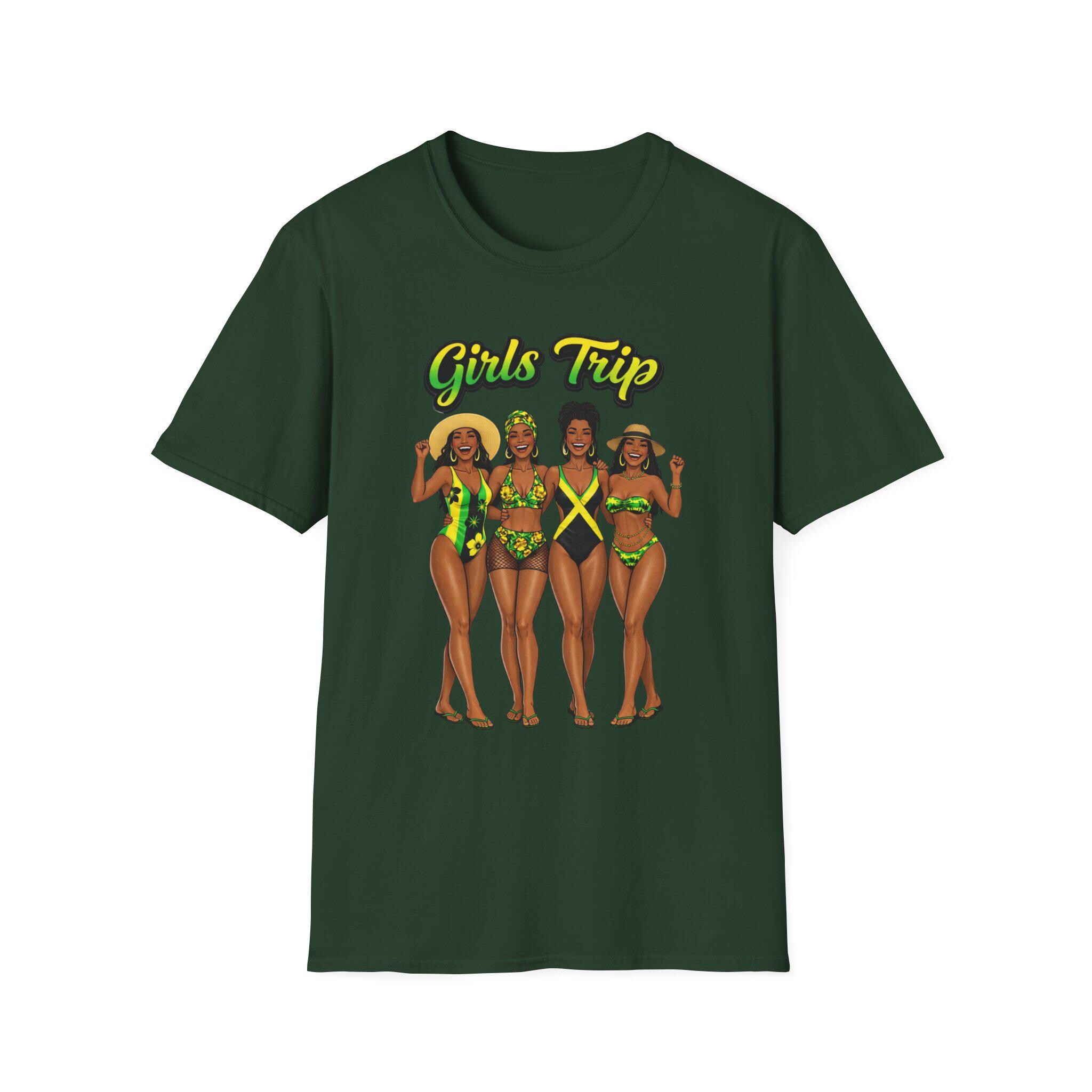 Girls Trip Bikini Crew T-Shirt. Black Women Swimsuit. Jamaica Vacation shirt., product view 10