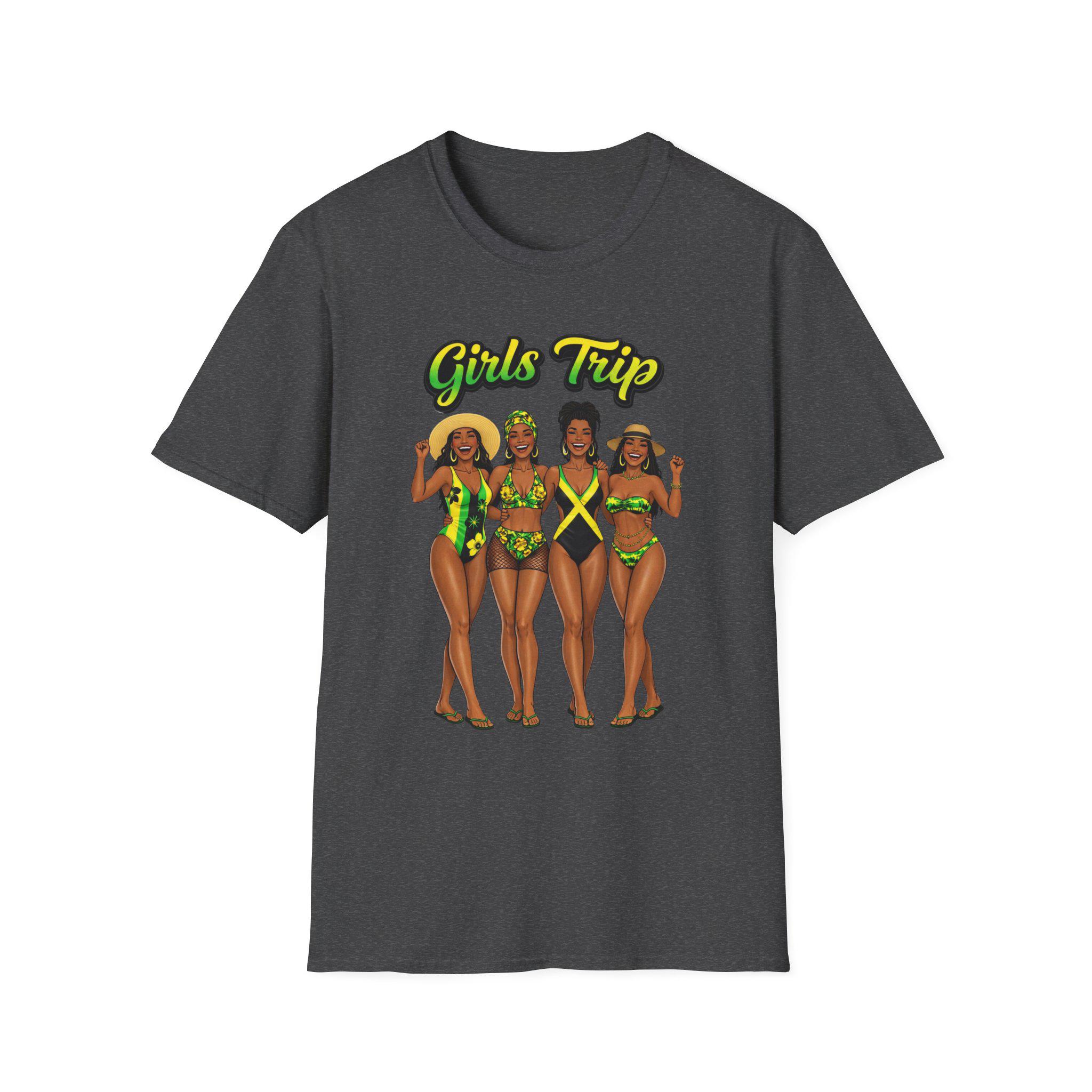 Girls Trip Bikini Crew T-Shirt. Black Women Swimsuit. Jamaica Vacation shirt., product view 11