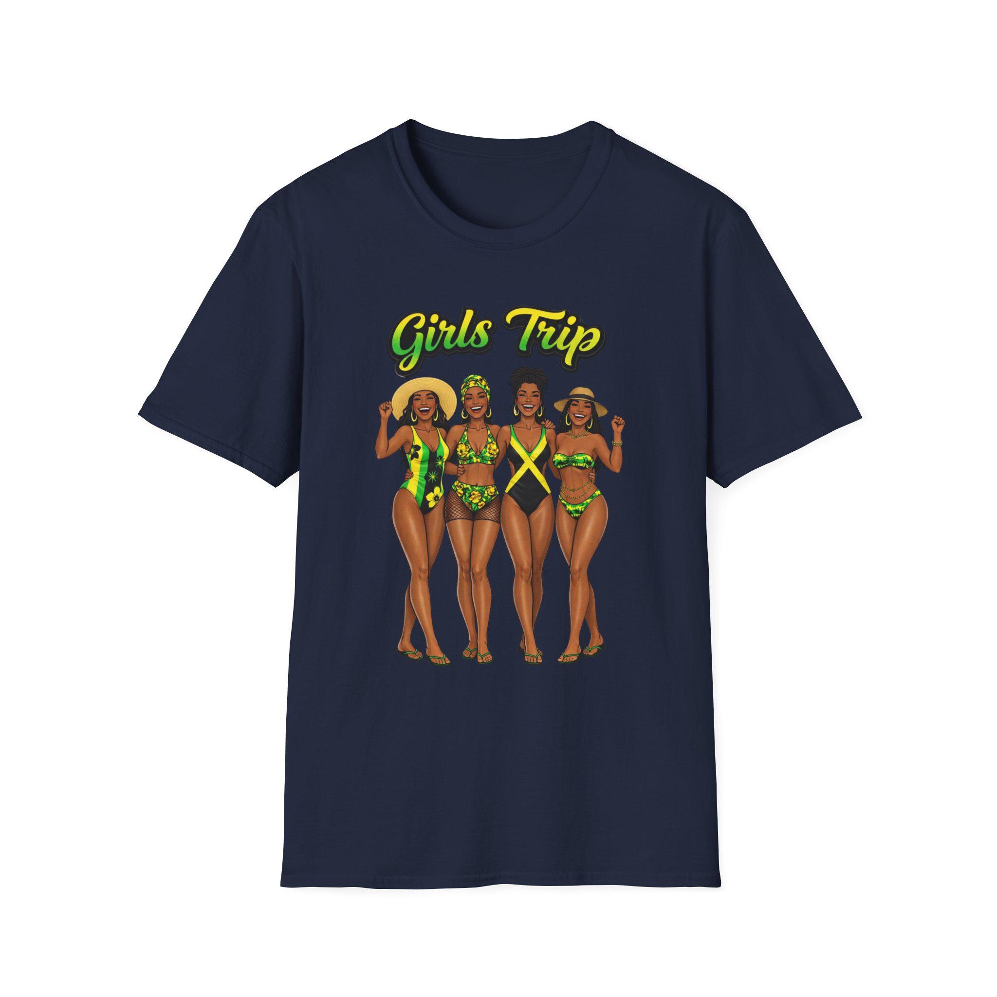 Girls Trip Bikini Crew T-Shirt. Black Women Swimsuit. Jamaica Vacation shirt., product view 12