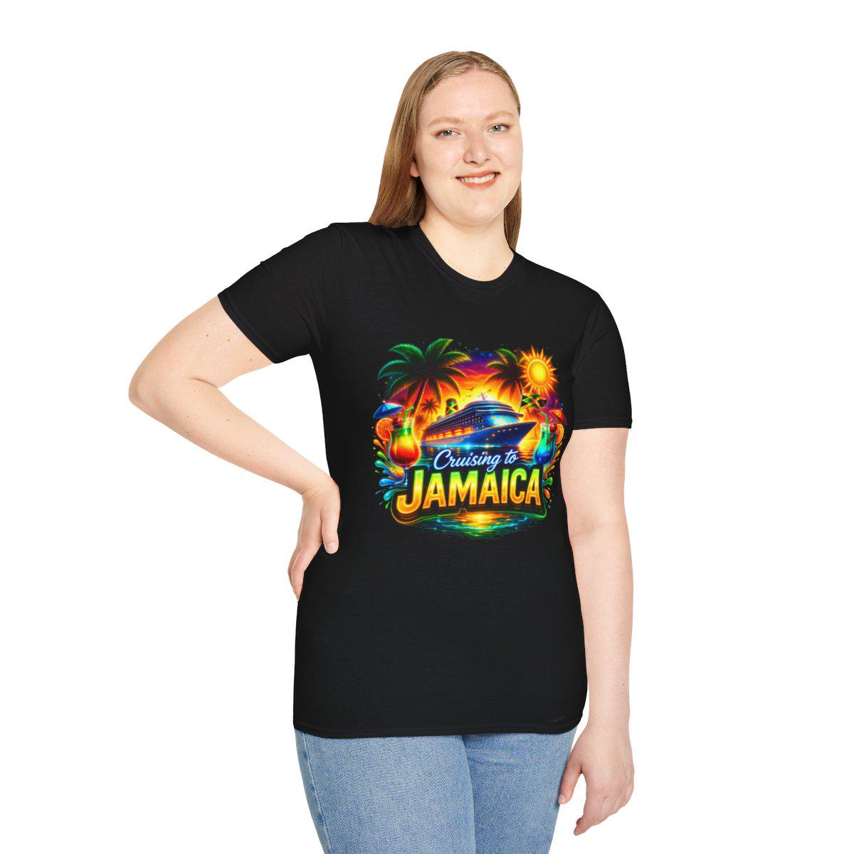 Cruising to Jamaica Cruise Ship Shirt, Tropical Sunset Vacation Tee, product view 3