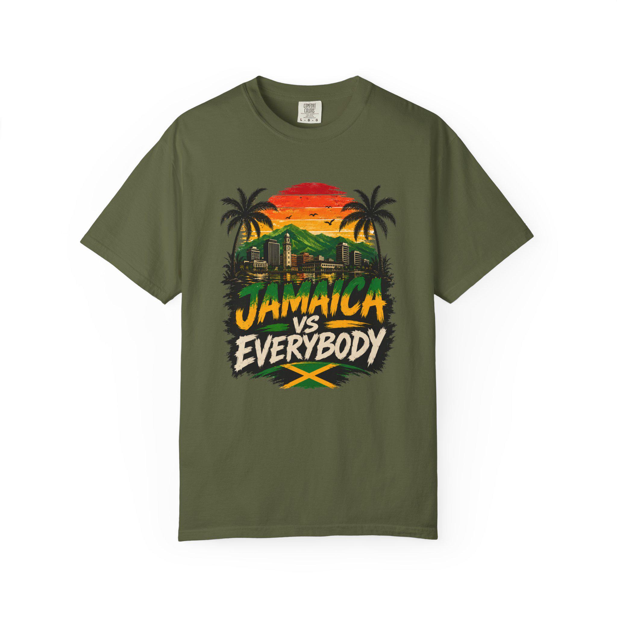 Jamaica vs Everybody Unisex T-Shirt Retro Sunset Graphic Tee Vintage Streetwear Tee