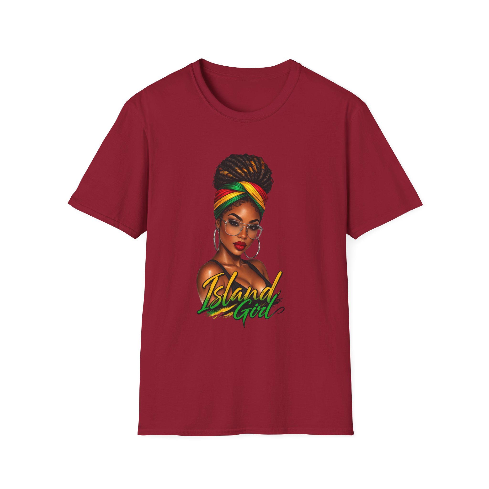 Island Girl T-Shirt, Jamaican Afro Queen, Caribbean Pride, Lightweight Cotton Graphic Top