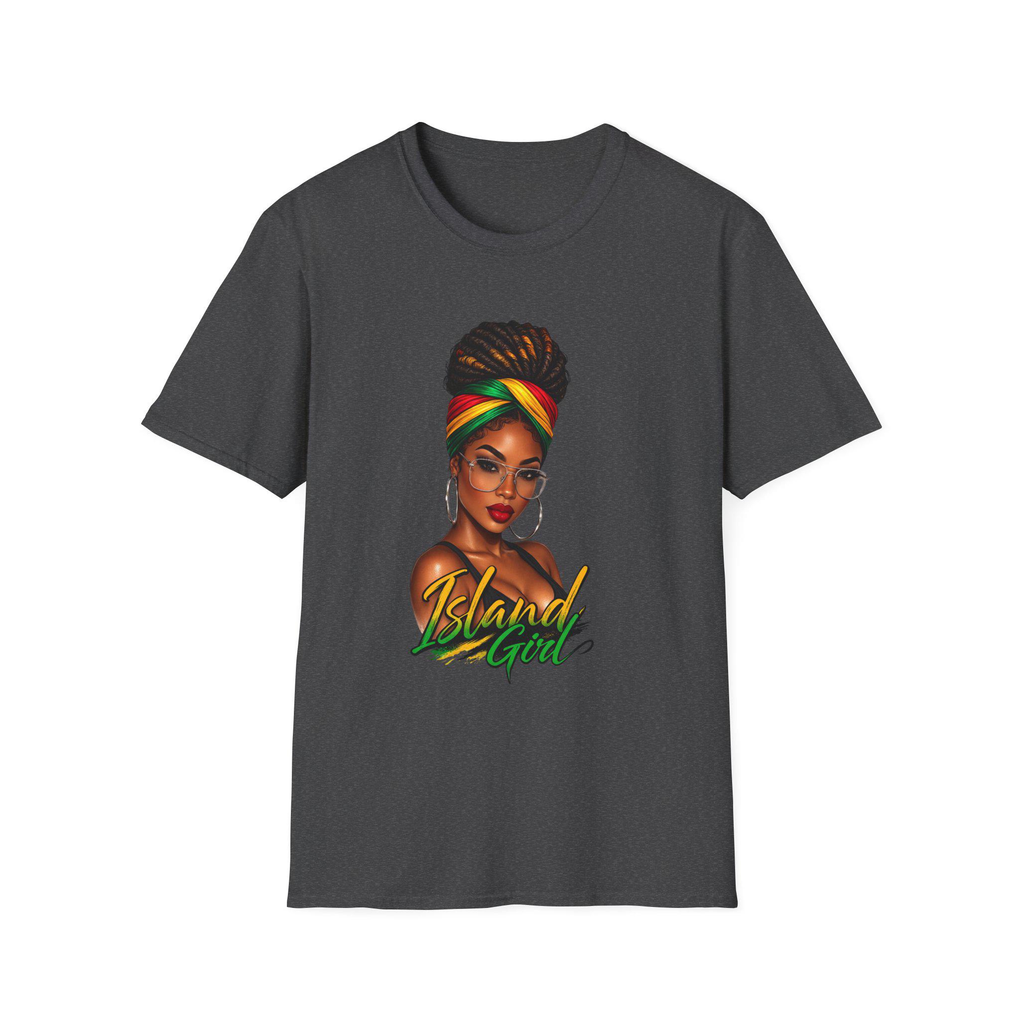 Island Girl T-Shirt, Jamaican Afro Queen, Caribbean Pride, Lightweight Cotton Graphic Top, product view 8
