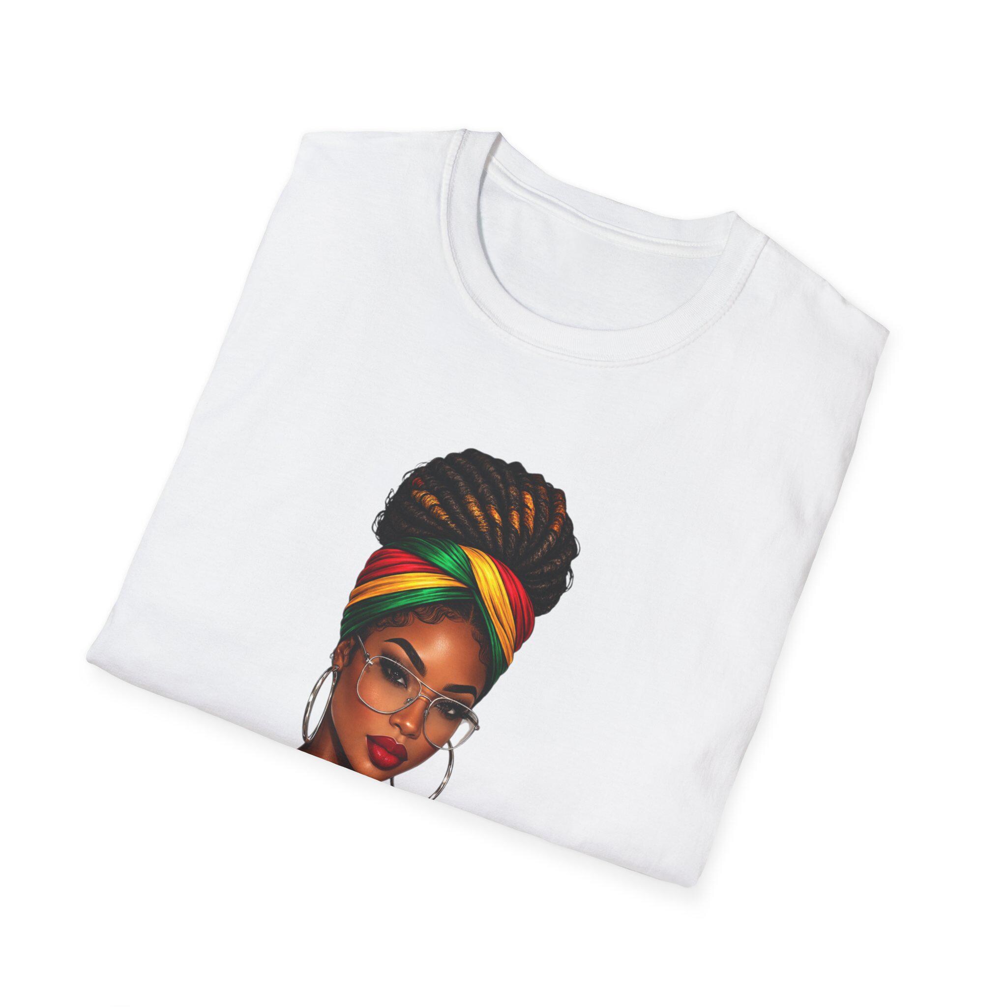 Island Girl T-Shirt, Jamaican Afro Queen, Caribbean Pride, Lightweight Cotton Graphic Top, product view 15