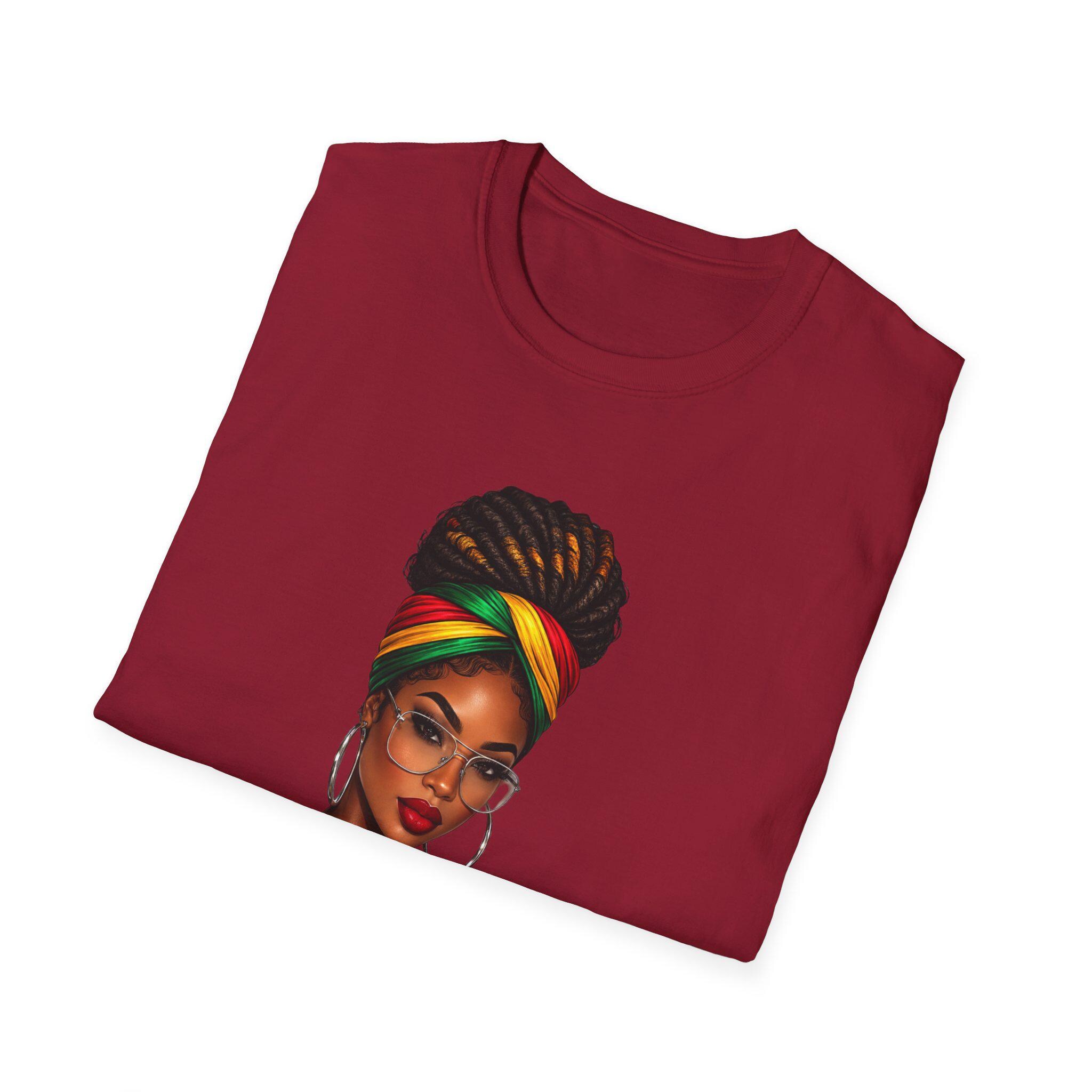 Island Girl T-Shirt, Jamaican Afro Queen, Caribbean Pride, Lightweight Cotton Graphic Top, product view 16
