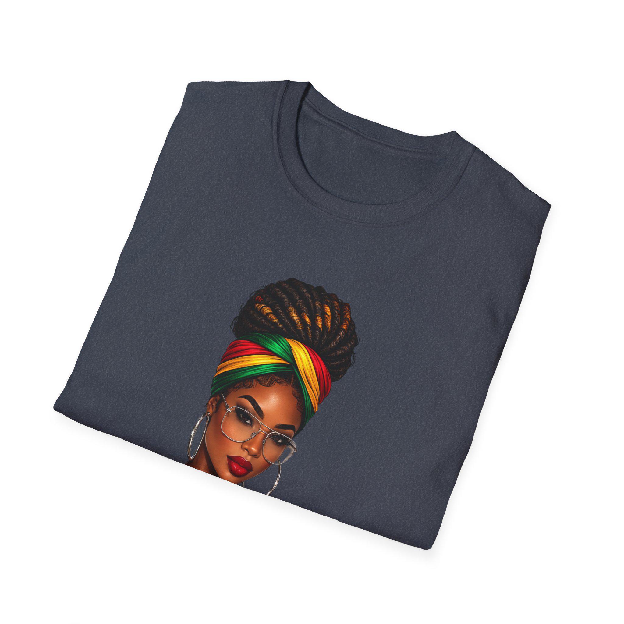 Island Girl T-Shirt, Jamaican Afro Queen, Caribbean Pride, Lightweight Cotton Graphic Top, product view 17
