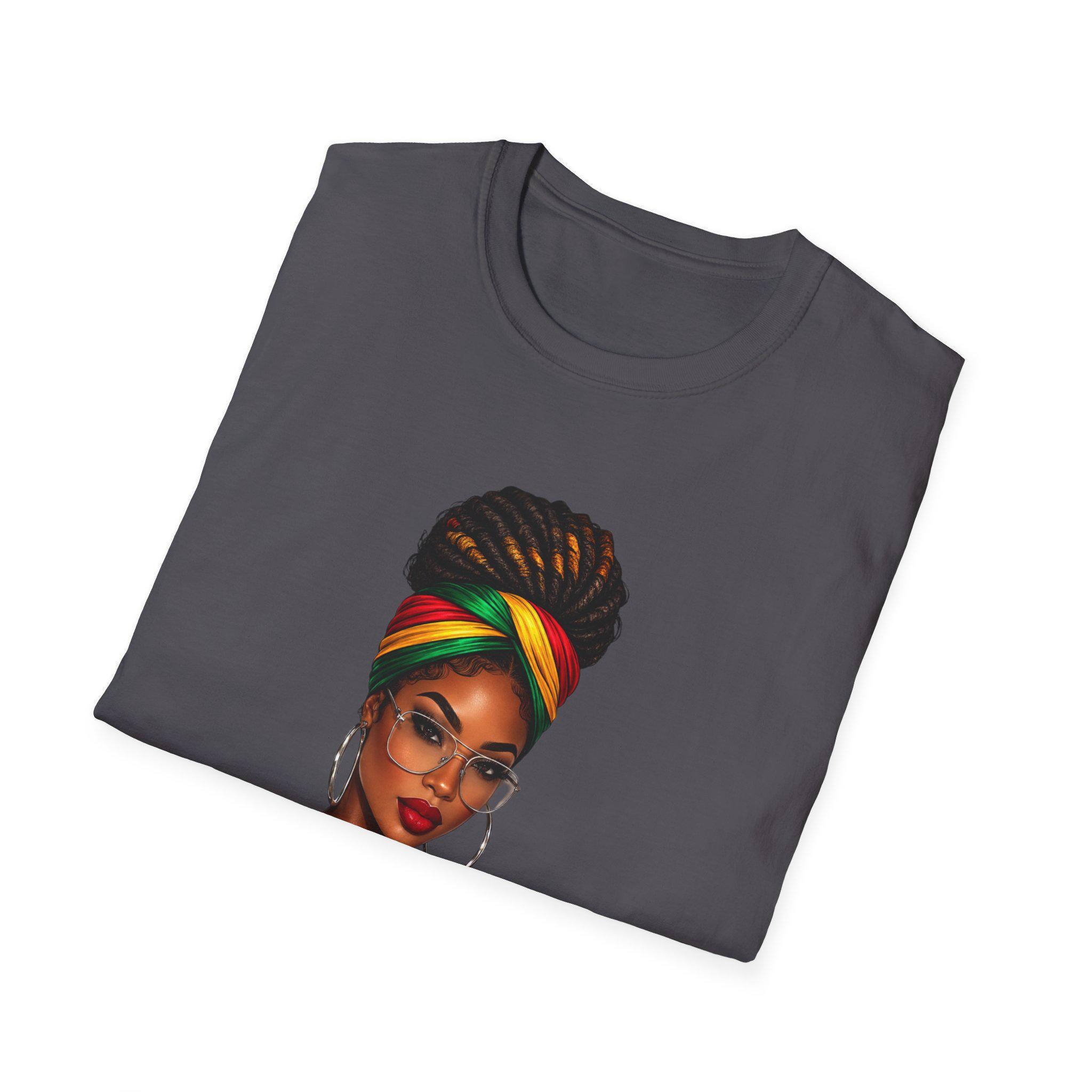 Island Girl T-Shirt, Jamaican Afro Queen, Caribbean Pride, Lightweight Cotton Graphic Top, product view 18