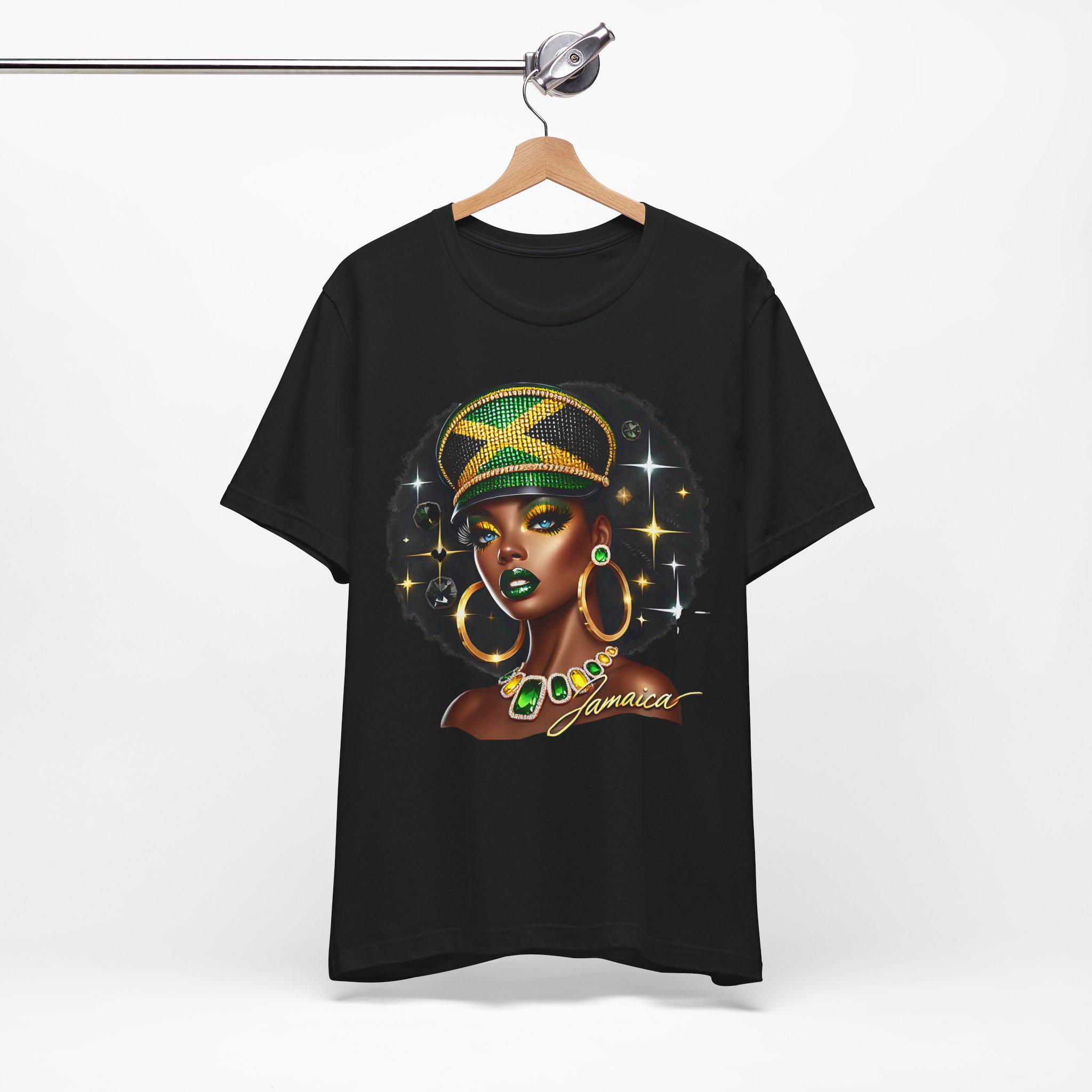 Jamaica Flag Hat Graphic Tee. Caribbean Vacation Woman Shirt' Gift for her
