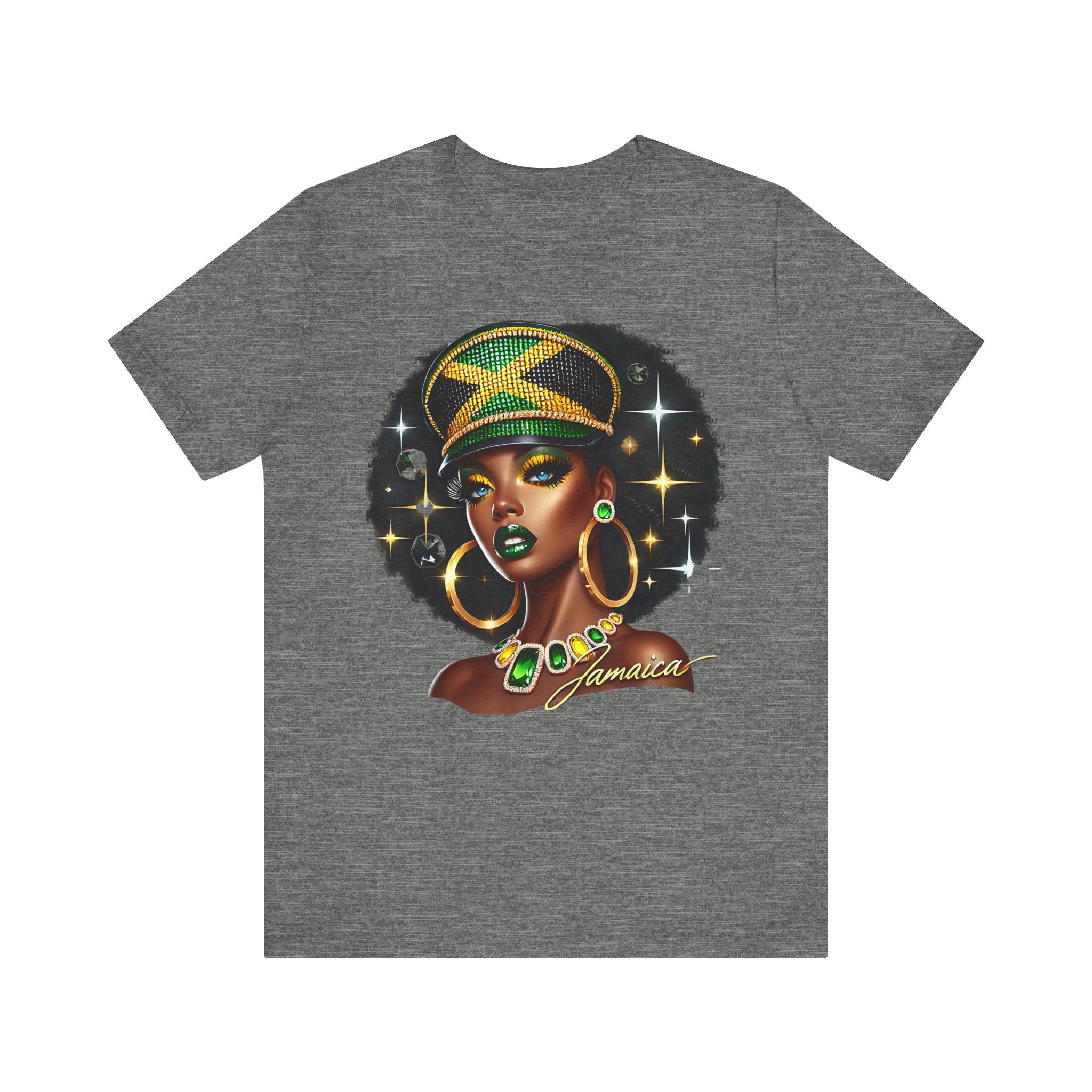 Jamaica Flag Hat Graphic Tee. Caribbean Vacation Woman Shirt' Gift for her, product view 6