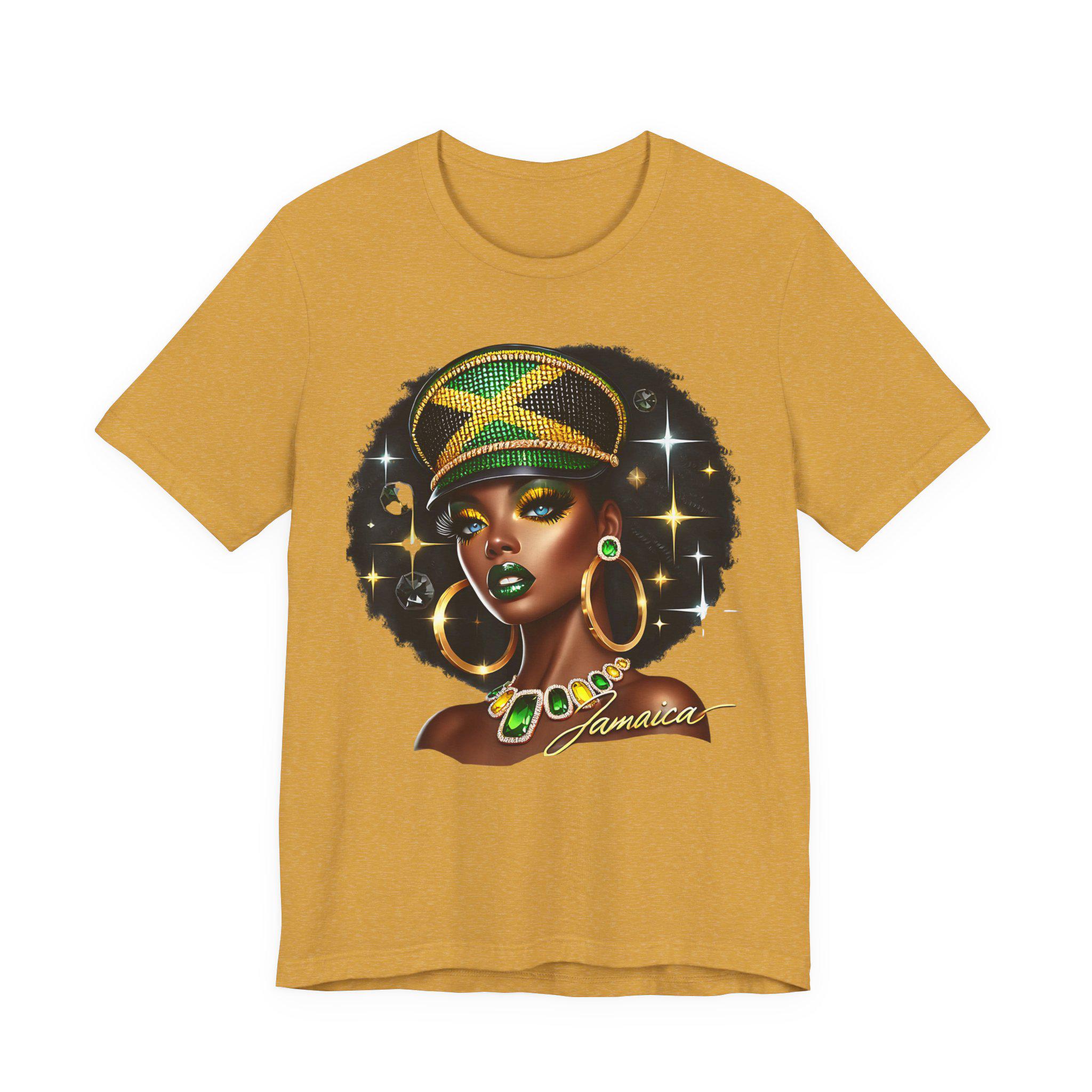 Jamaica Flag Hat Graphic Tee. Caribbean Vacation Woman Shirt' Gift for her, product view 9