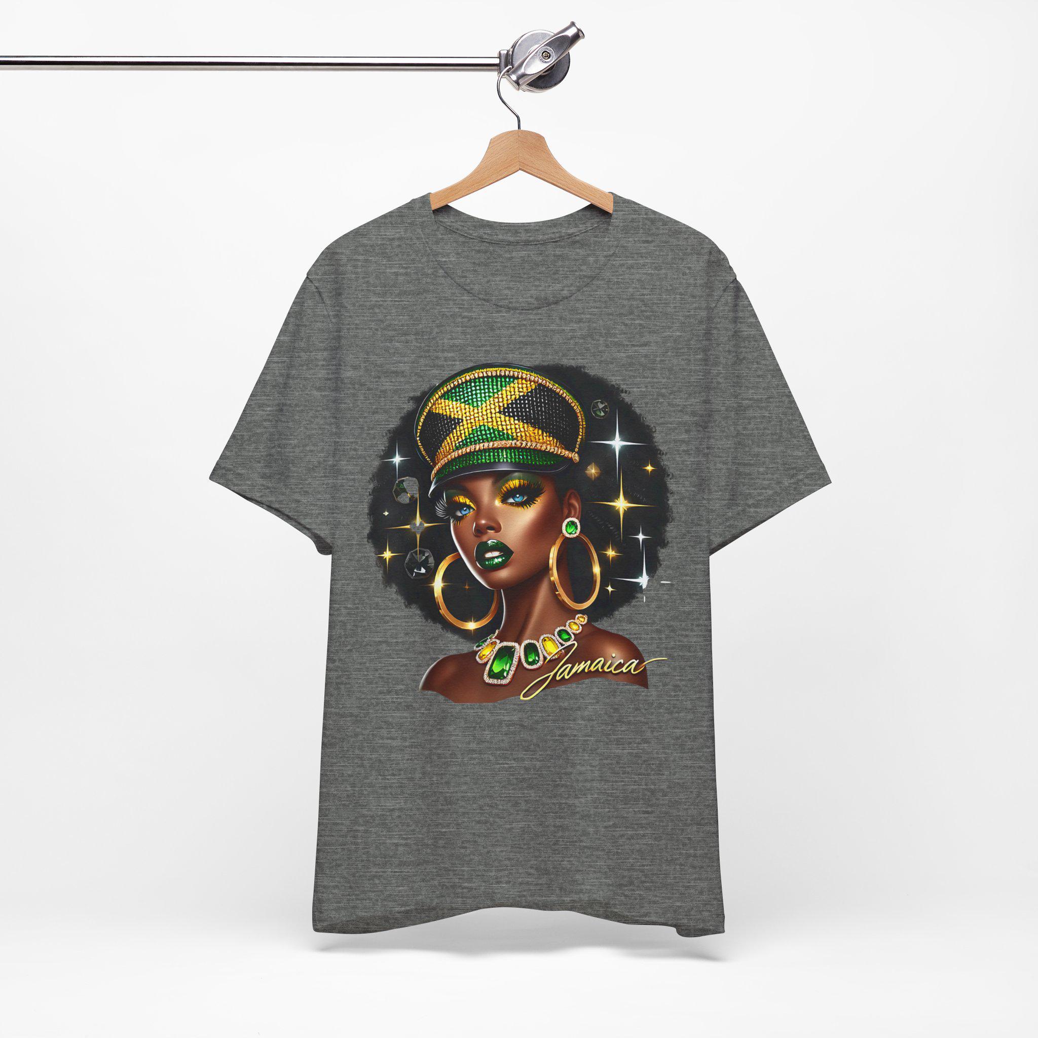 Jamaica Flag Hat Graphic Tee. Caribbean Vacation Woman Shirt' Gift for her, product view 12