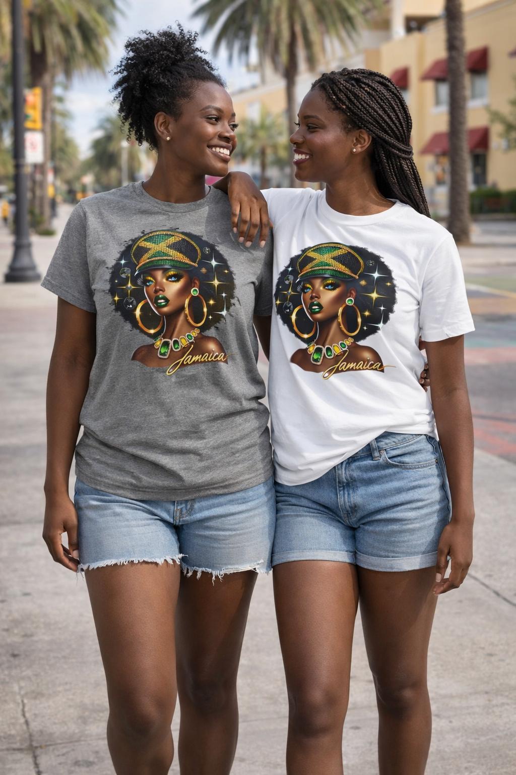 Jamaica Flag Hat Graphic Tee. Caribbean Vacation Woman Shirt' Gift for her, product view 16
