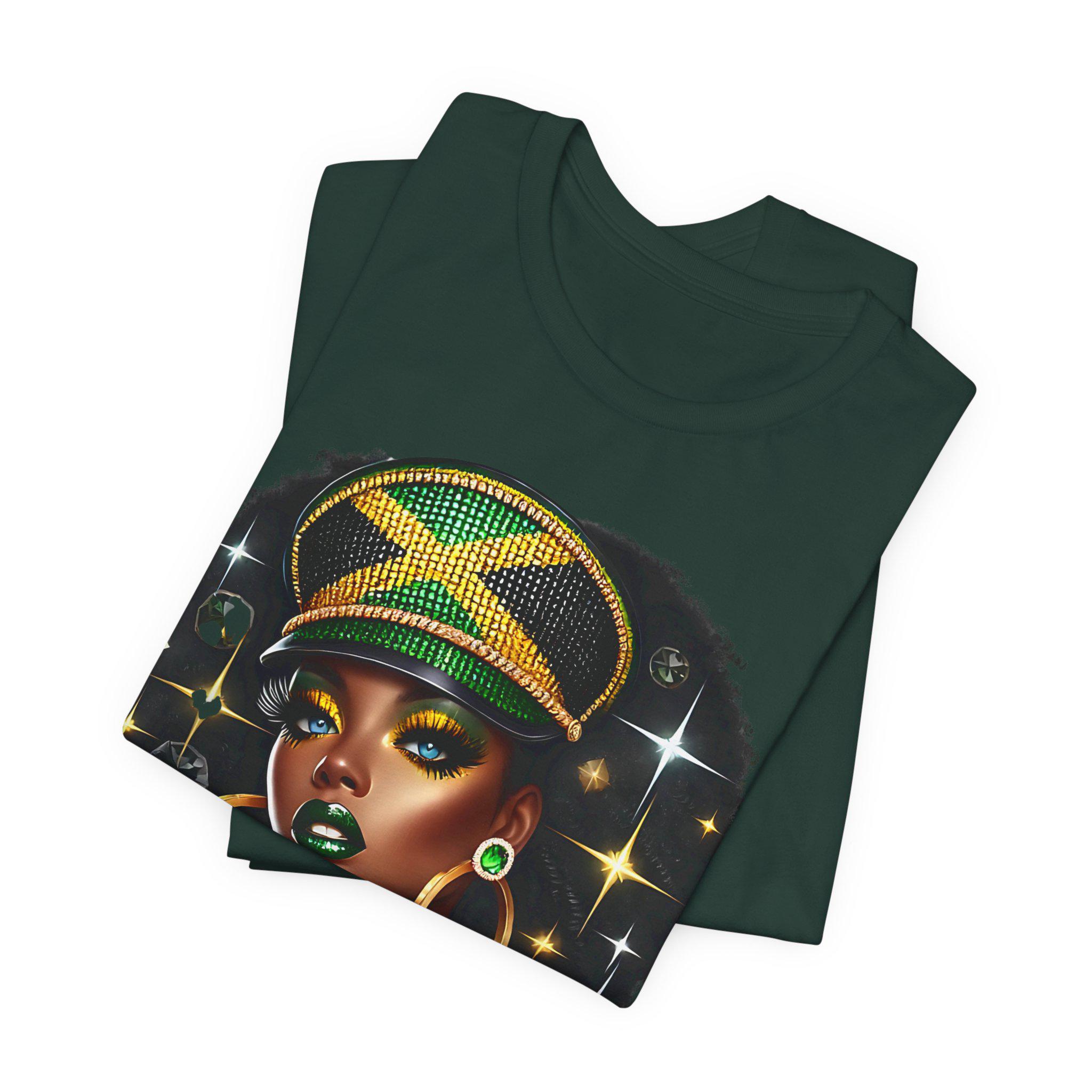 Jamaica Flag Hat Graphic Tee. Caribbean Vacation Woman Shirt' Gift for her, product view 17
