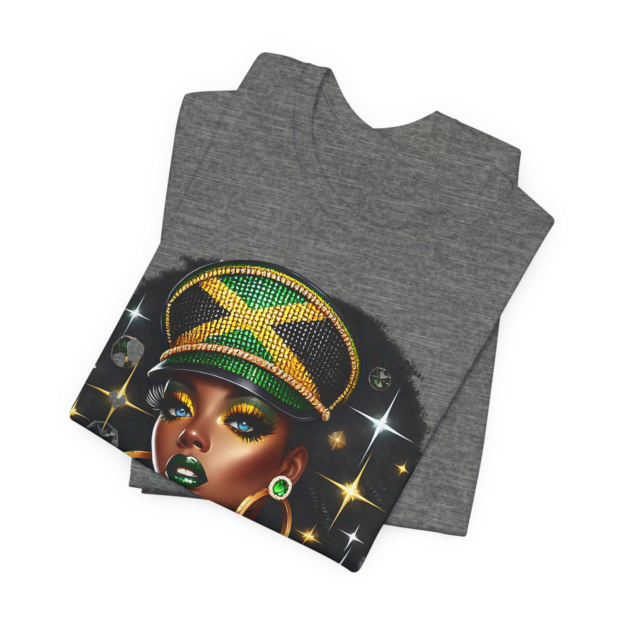 Jamaica Flag Hat Graphic Tee. Caribbean Vacation Woman Shirt' Gift for her, product view 18