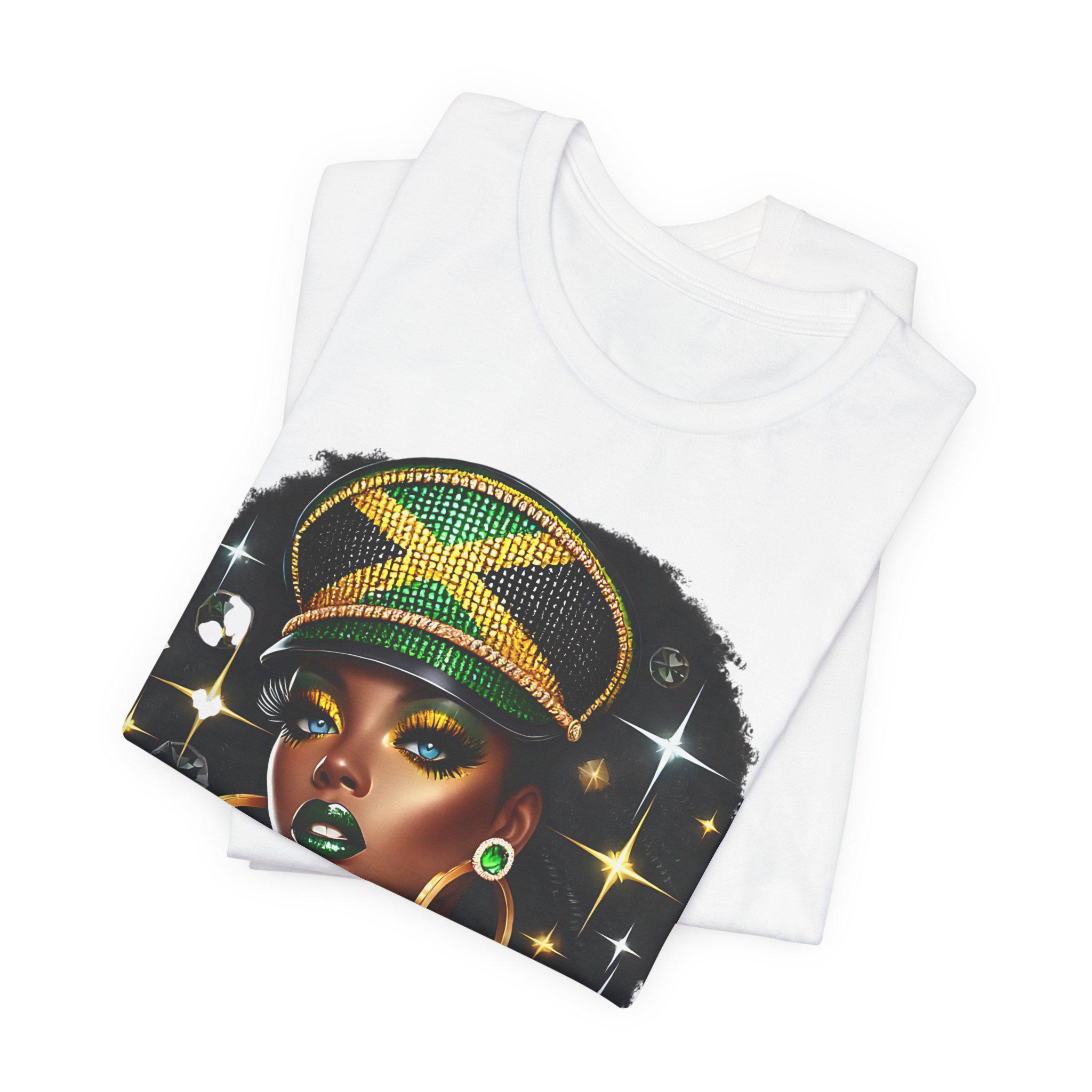Jamaica Flag Hat Graphic Tee. Caribbean Vacation Woman Shirt' Gift for her, product view 19