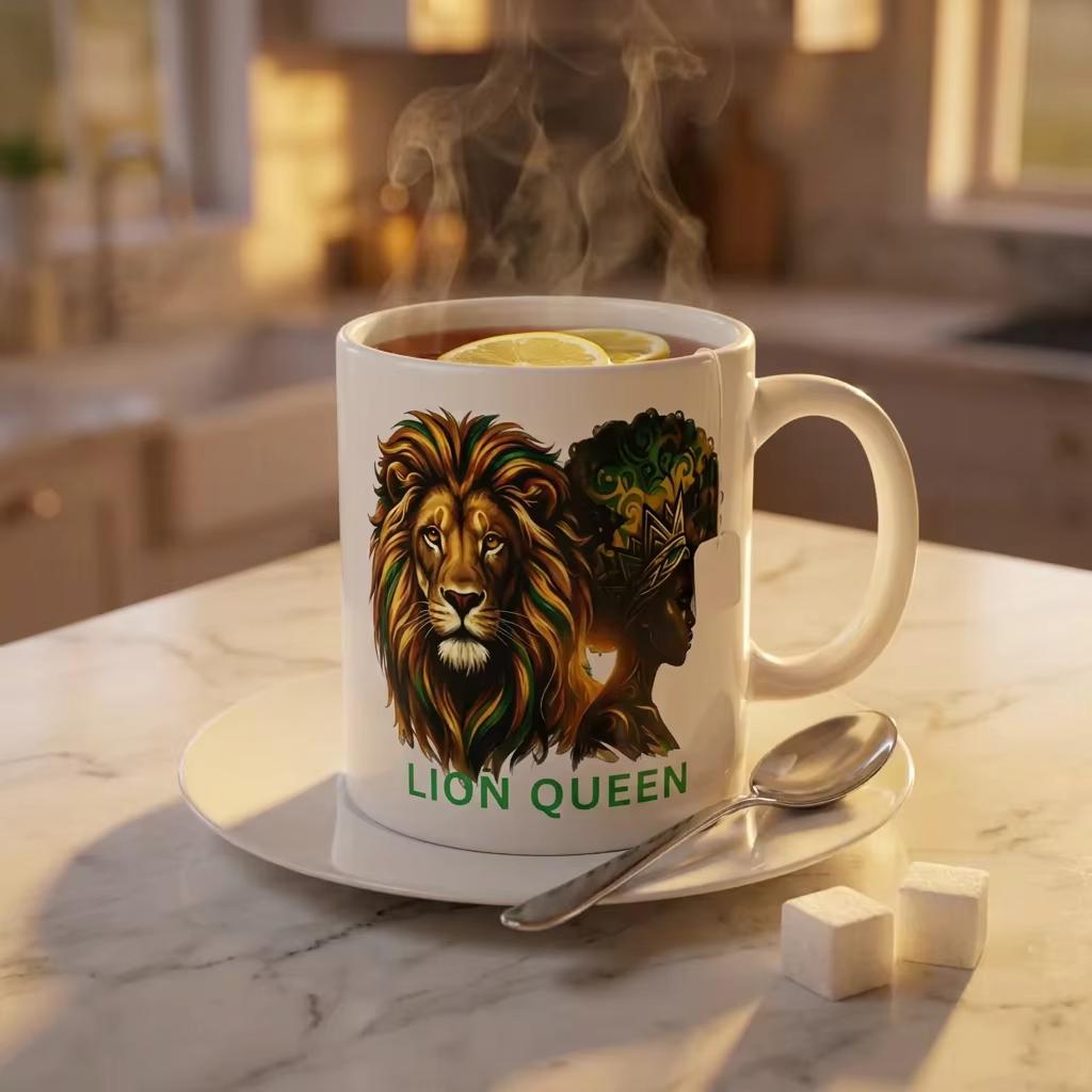 Lion Queen 20oz jumbo Ceramic Mug , African Queen Artwork Coffee Cup, Gift For Her, product view 2