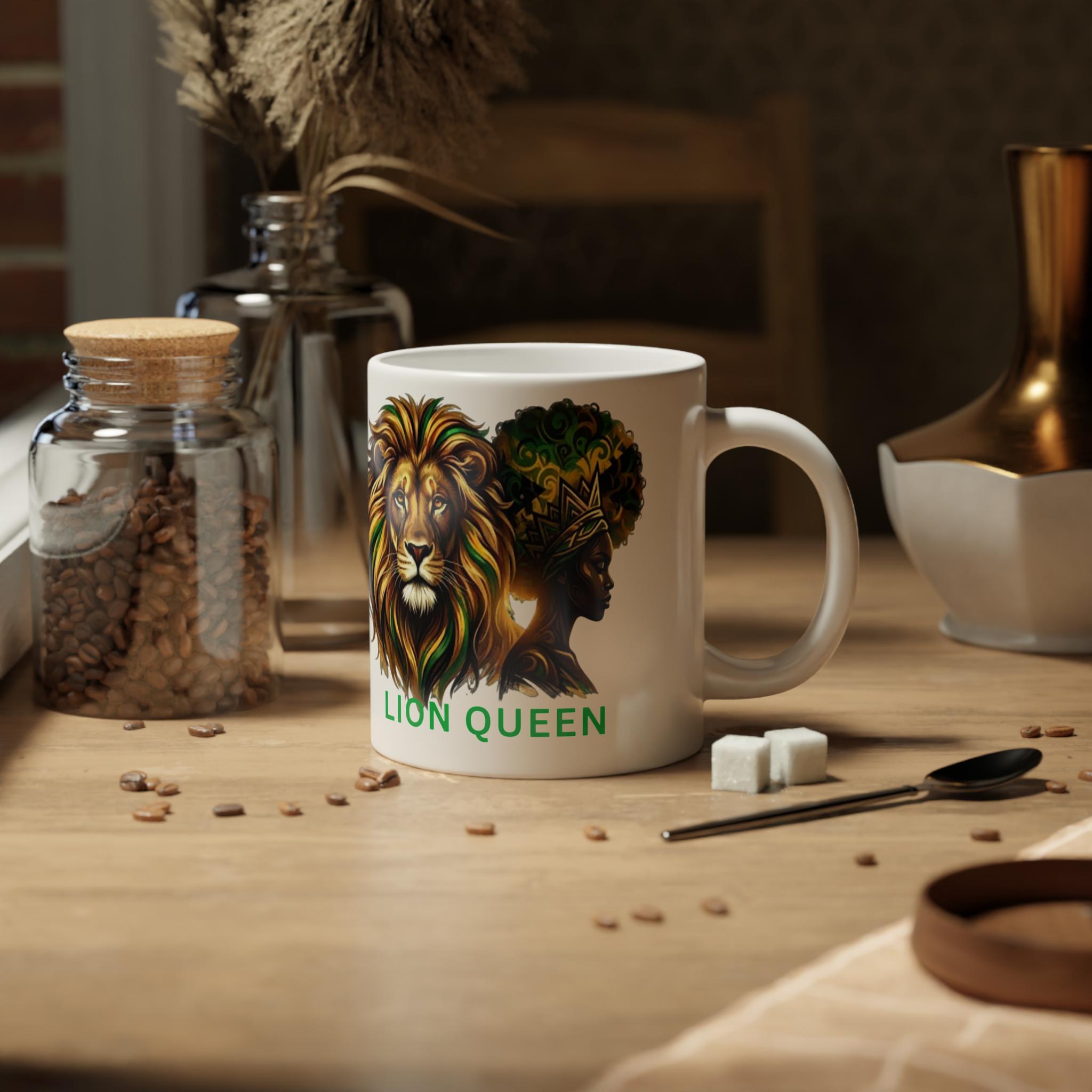 Lion Queen 20oz jumbo Ceramic Mug , African Queen Artwork Coffee Cup, Gift For Her, product view 3