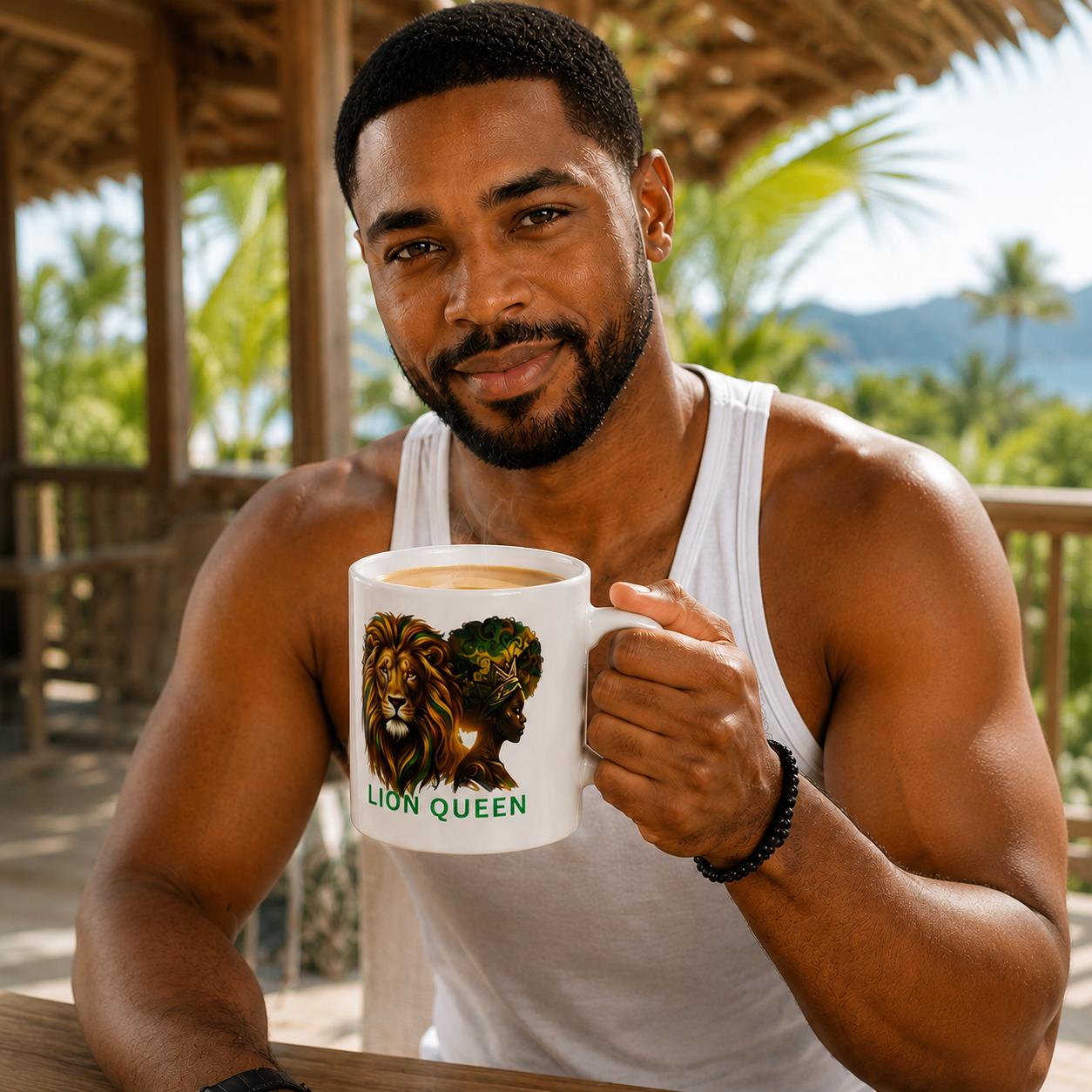 Lion Queen 20oz jumbo Ceramic Mug , African Queen Artwork Coffee Cup, Gift For Her, product view 4