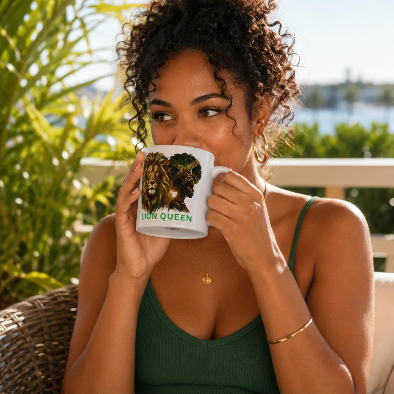 Lion Queen 20oz jumbo Ceramic Mug , African Queen Artwork Coffee Cup, Gift For Her, product view 10