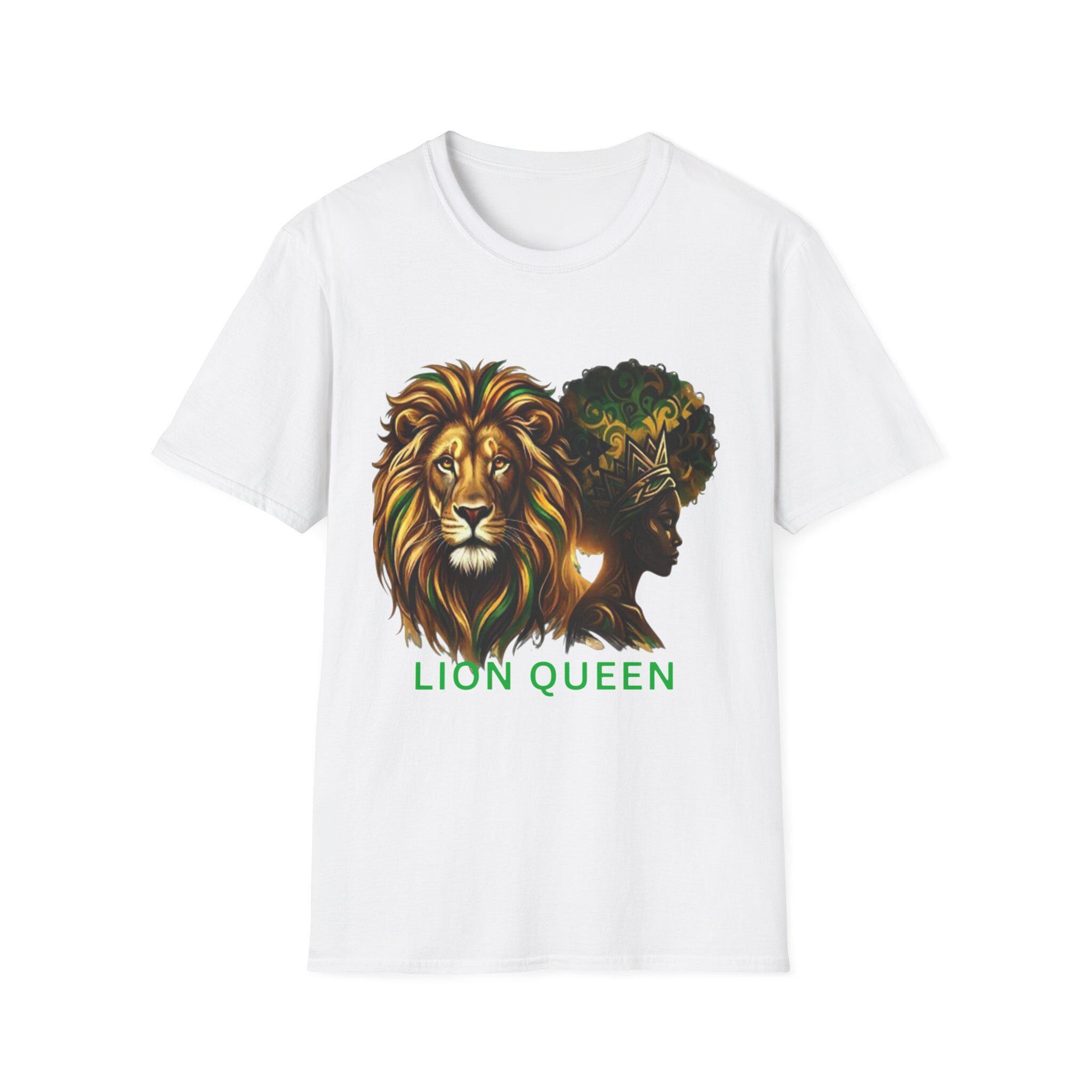 Lion Queen Graphic T-Shirt, Afrocentric Heritage Tee, Black Woman Empowerment Shirt, product view 2
