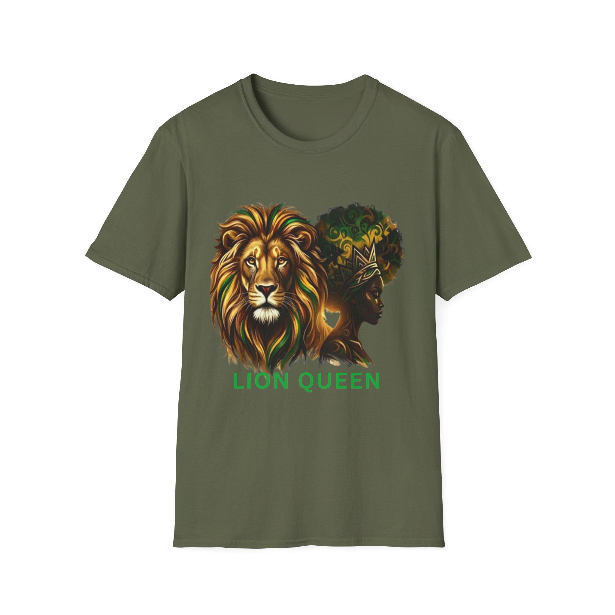 Lion Queen Graphic T-Shirt, Afrocentric Heritage Tee, Black Woman Empowerment Shirt, product view 3