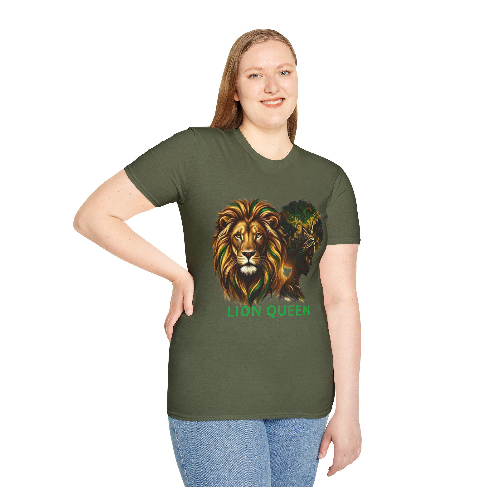 Lion Queen Graphic T-Shirt, Afrocentric Heritage Tee, Black Woman Empowerment Shirt, product view 12