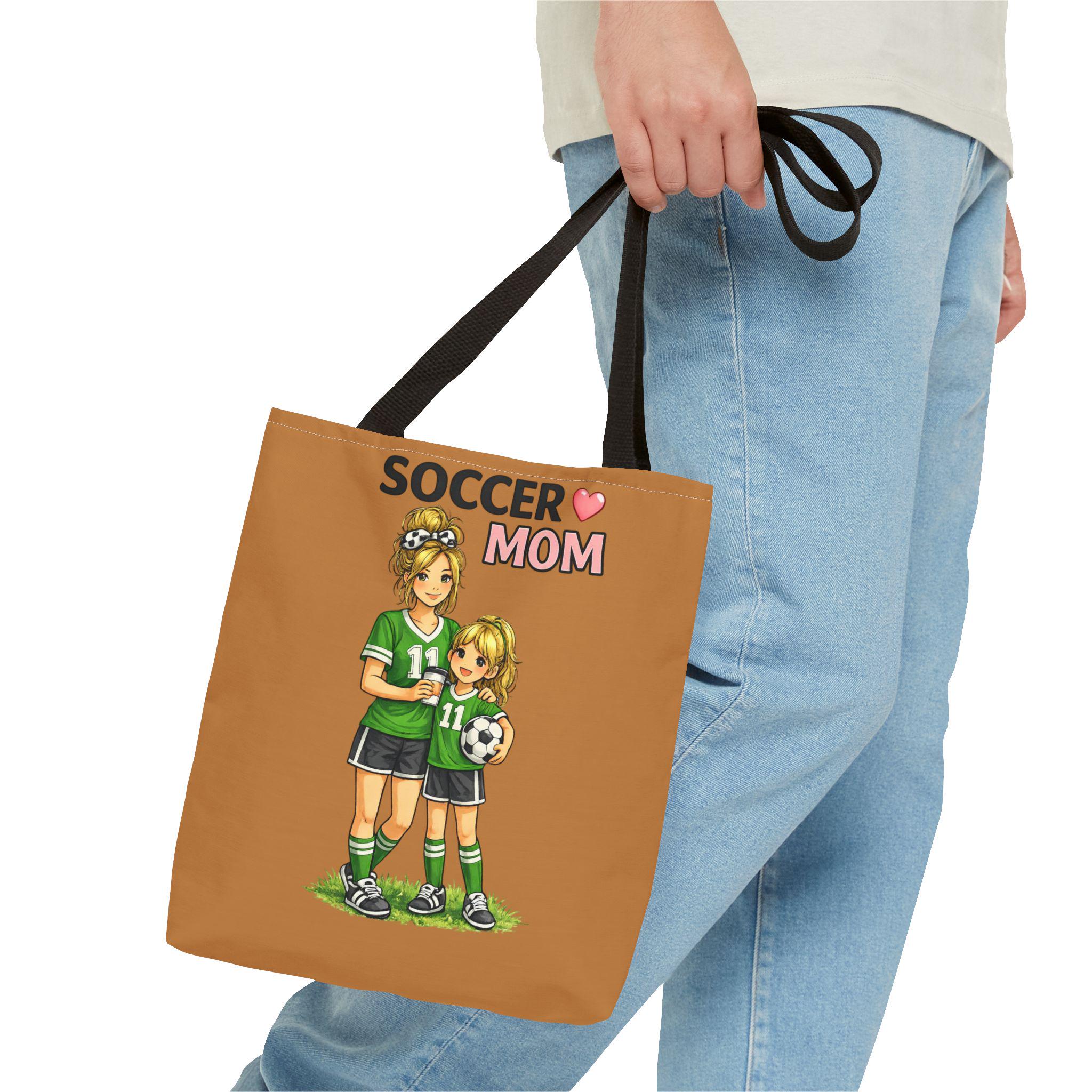 Soccer Mom Tote Bag, Game Day Sports Carryall, Durable Polyester Shoulder Handbag, product view 5