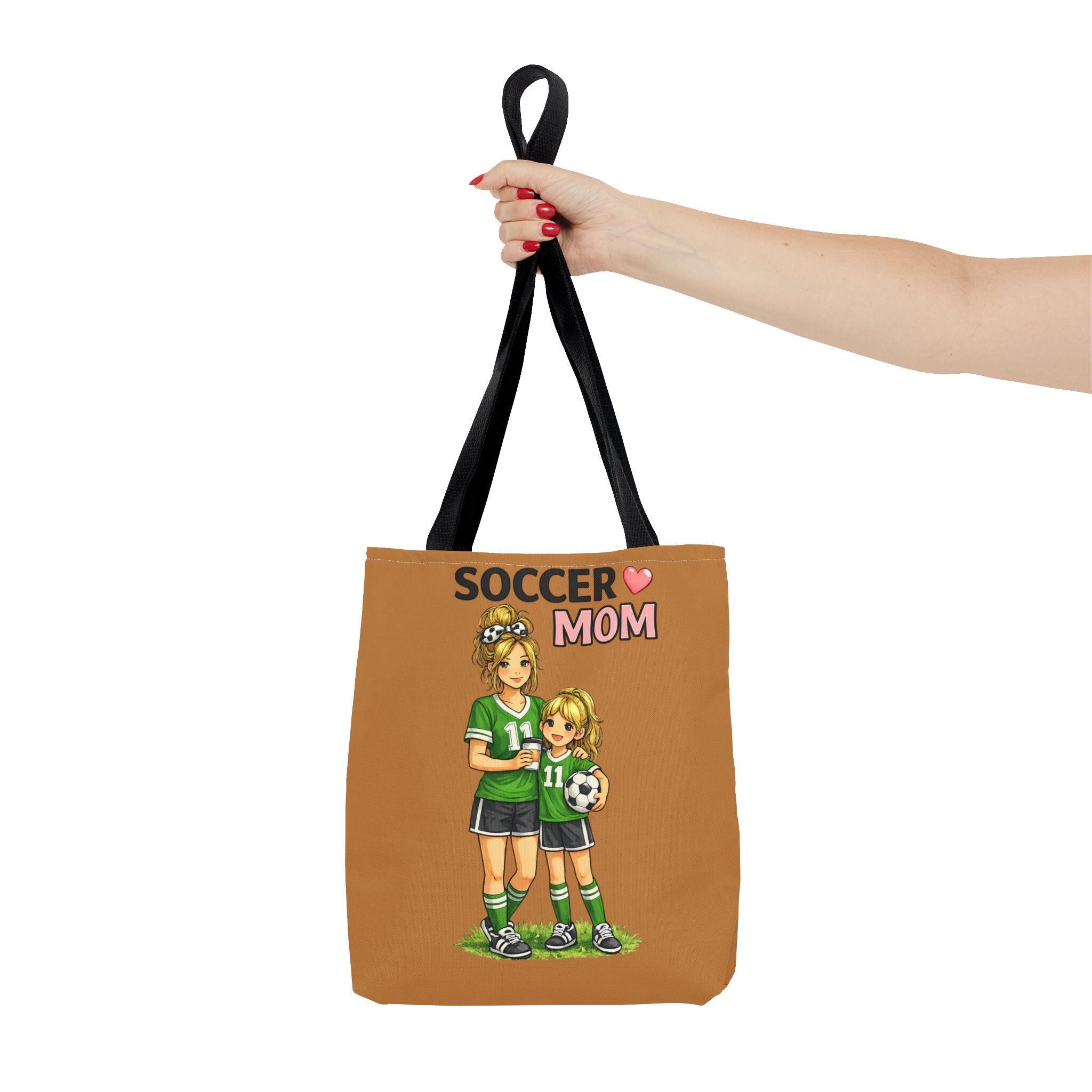 Soccer Mom Tote Bag, Game Day Sports Carryall, Durable Polyester Shoulder Handbag, product view 6