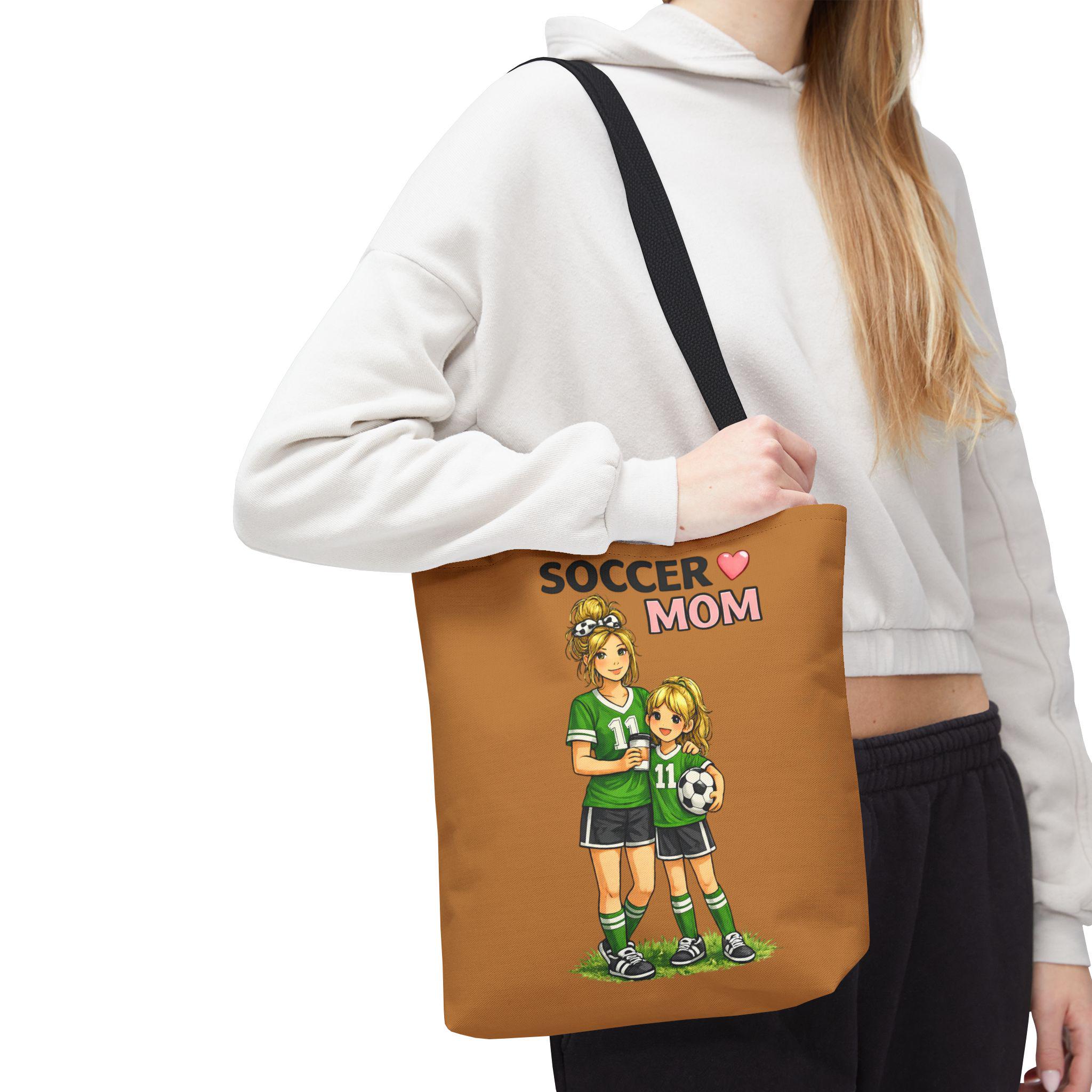 Soccer Mom Tote Bag, Game Day Sports Carryall, Durable Polyester Shoulder Handbag, product view 8