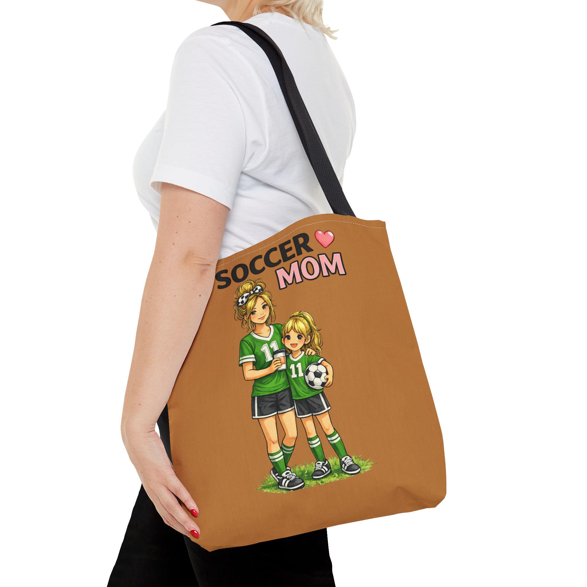 Soccer Mom Tote Bag, Game Day Sports Carryall, Durable Polyester Shoulder Handbag, product view 13