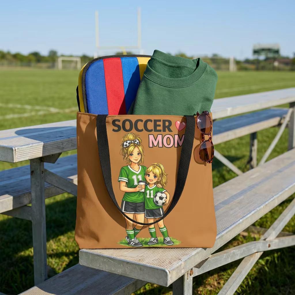 Soccer Mom Tote Bag, Game Day Sports Carryall, Durable Polyester Shoulder Handbag, product view 15