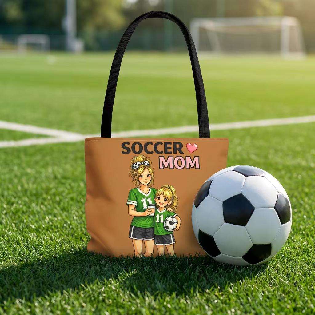 Soccer Mom Tote Bag, Game Day Sports Carryall, Durable Polyester Shoulder Handbag, product view 20