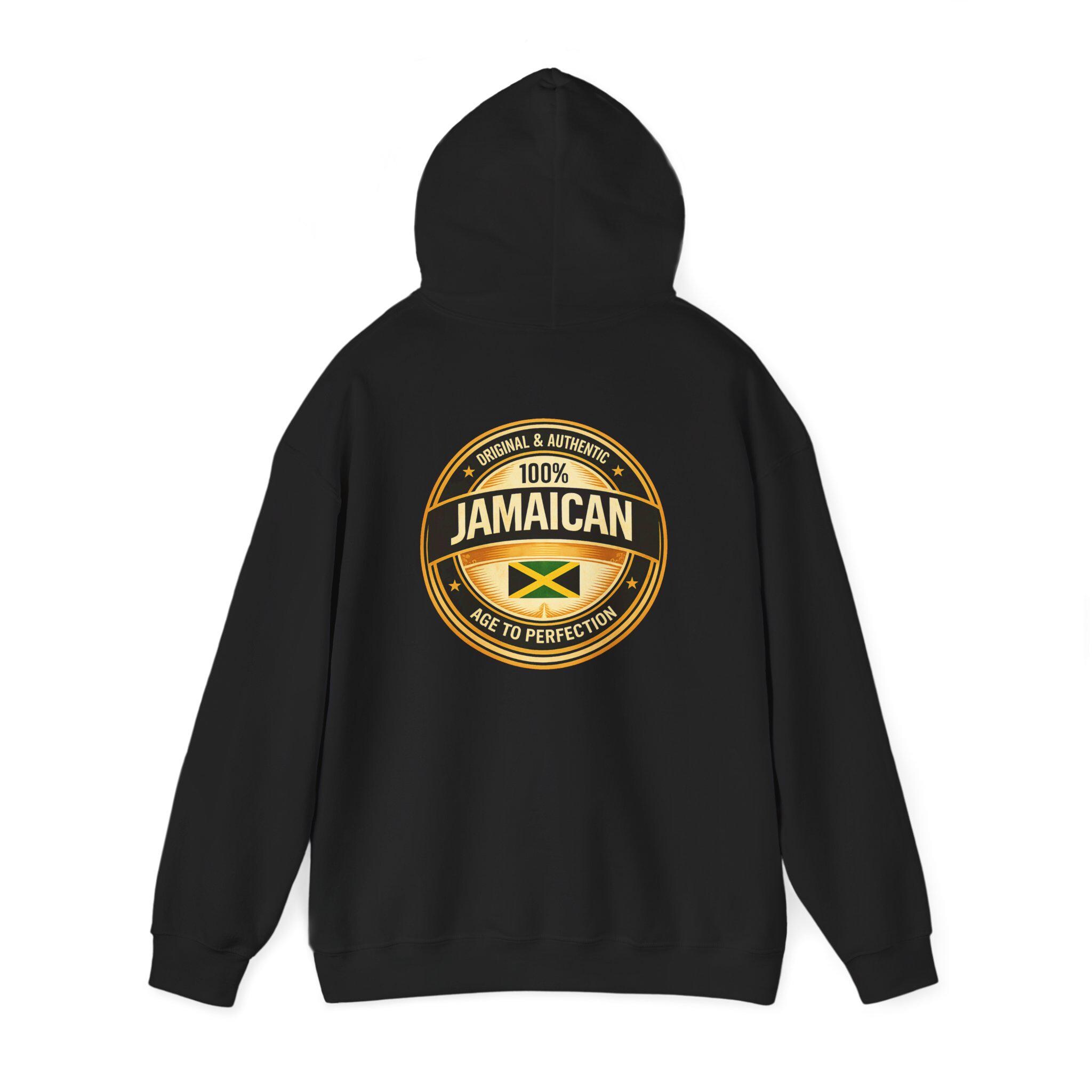 100% Jamaican Flag Hoodie, Jamaica Pride Pullover, Back Print Unisex Sweatshirt, Caribbean Heritage Gift., product view 16