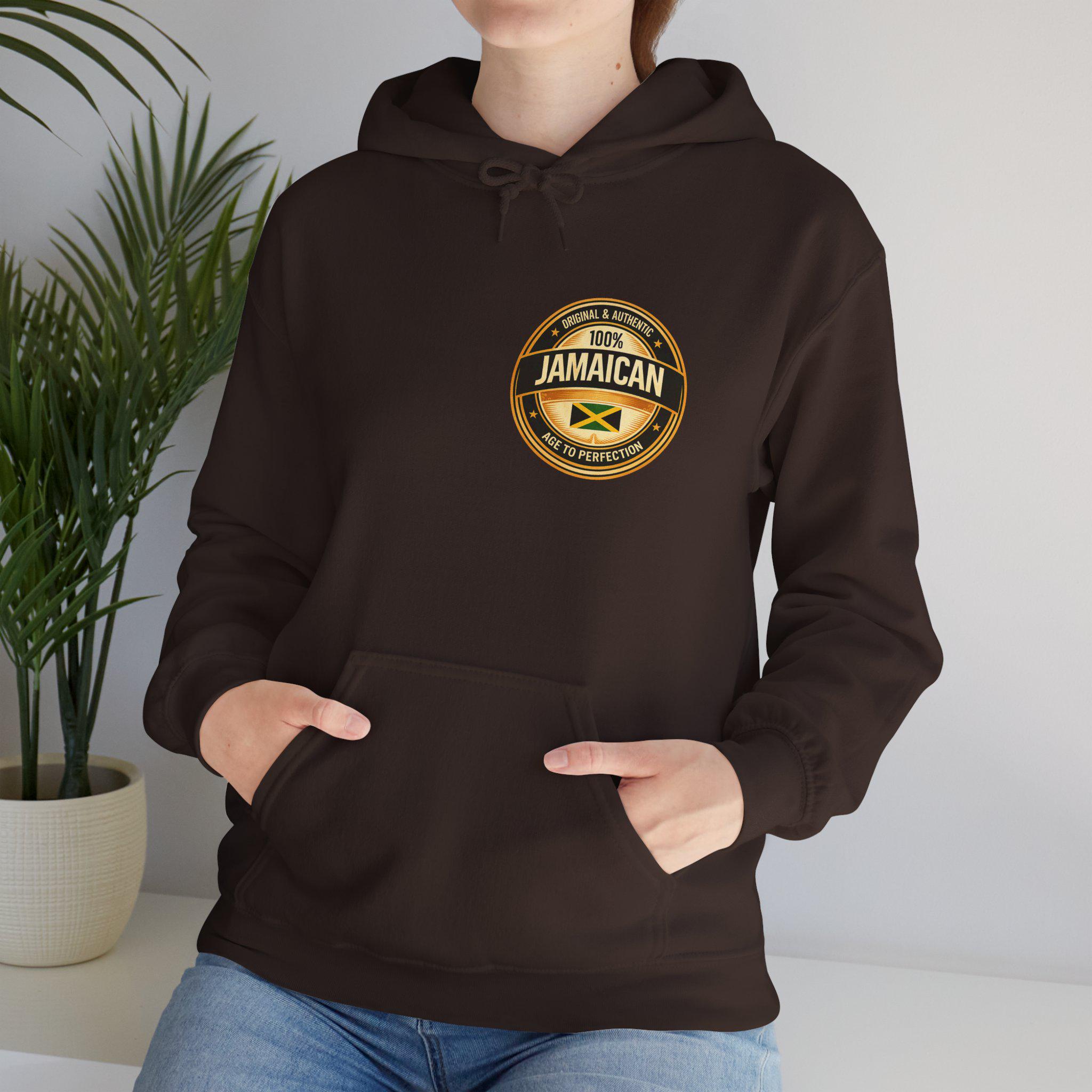 100% Jamaican Flag Hoodie, Jamaica Pride Pullover, Back Print Unisex Sweatshirt, Caribbean Heritage Gift., product view 18