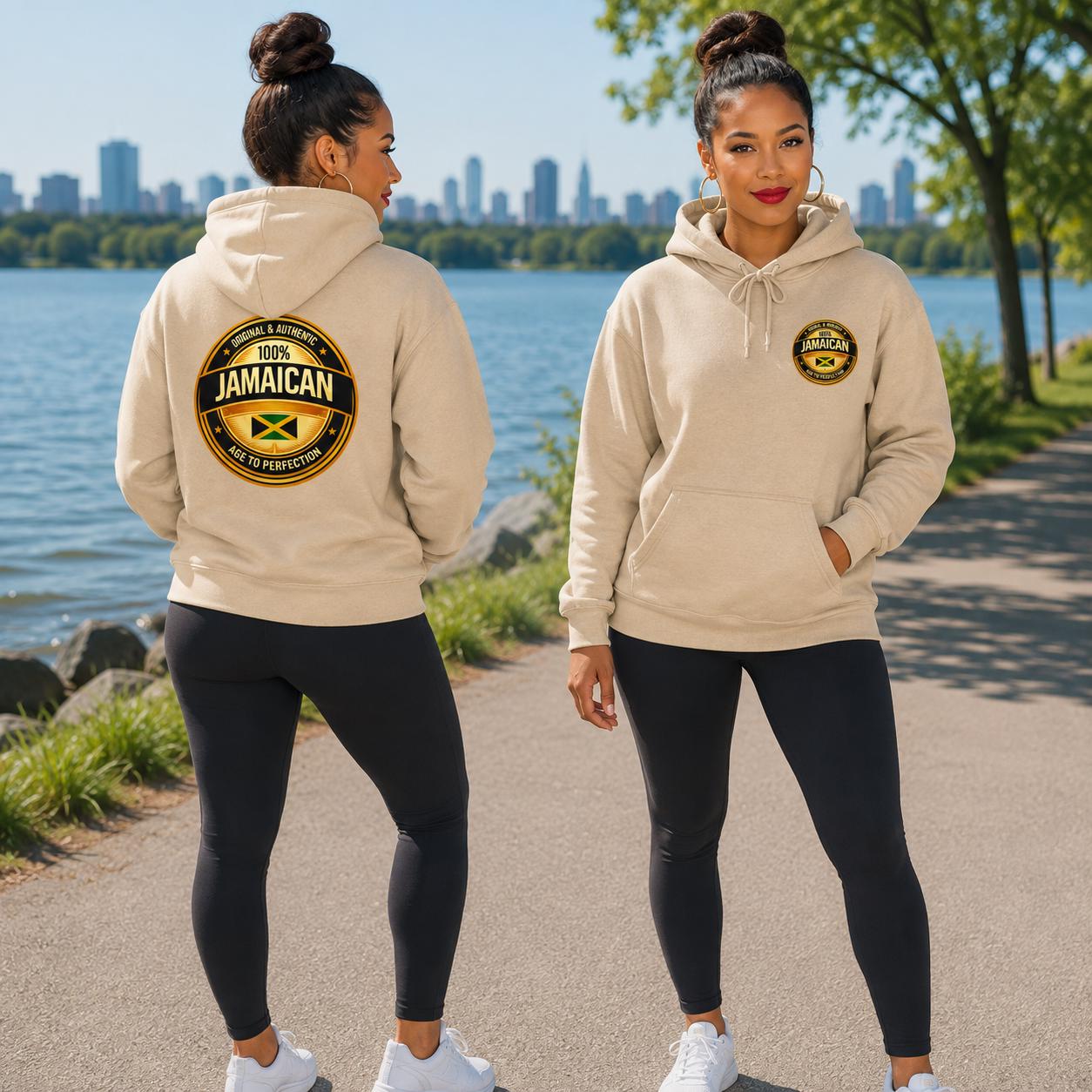 100% Jamaican Flag Hoodie, Jamaica Pride Pullover, Back Print Unisex Sweatshirt, Caribbean Heritage Gift., product view 20