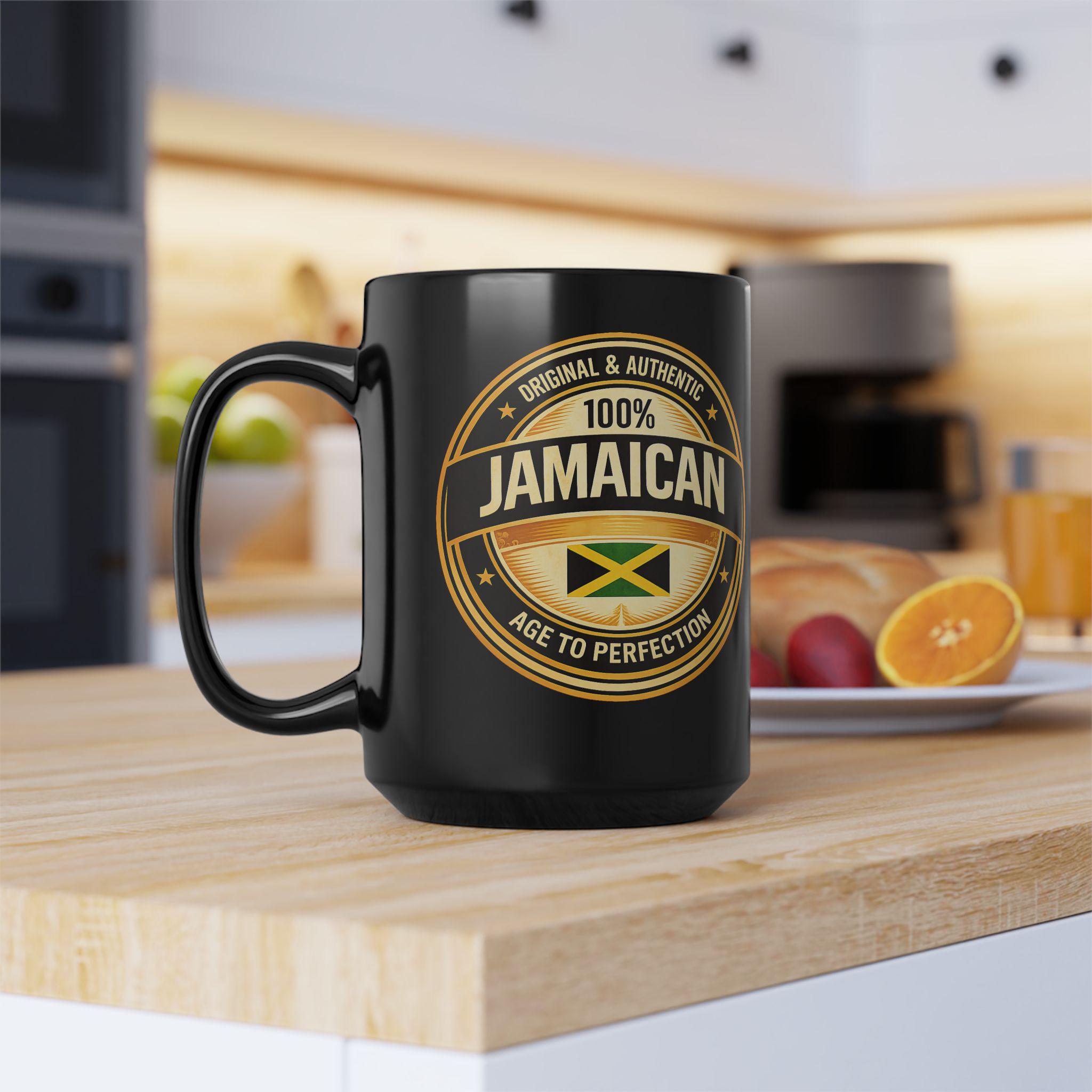 Original & Authentic 100% Jamaican Mug Aged to Perfection Black Ceramic Coffee Cup Jamaican Pride Birthday Gift For Men and Women. 15oz, product view 5