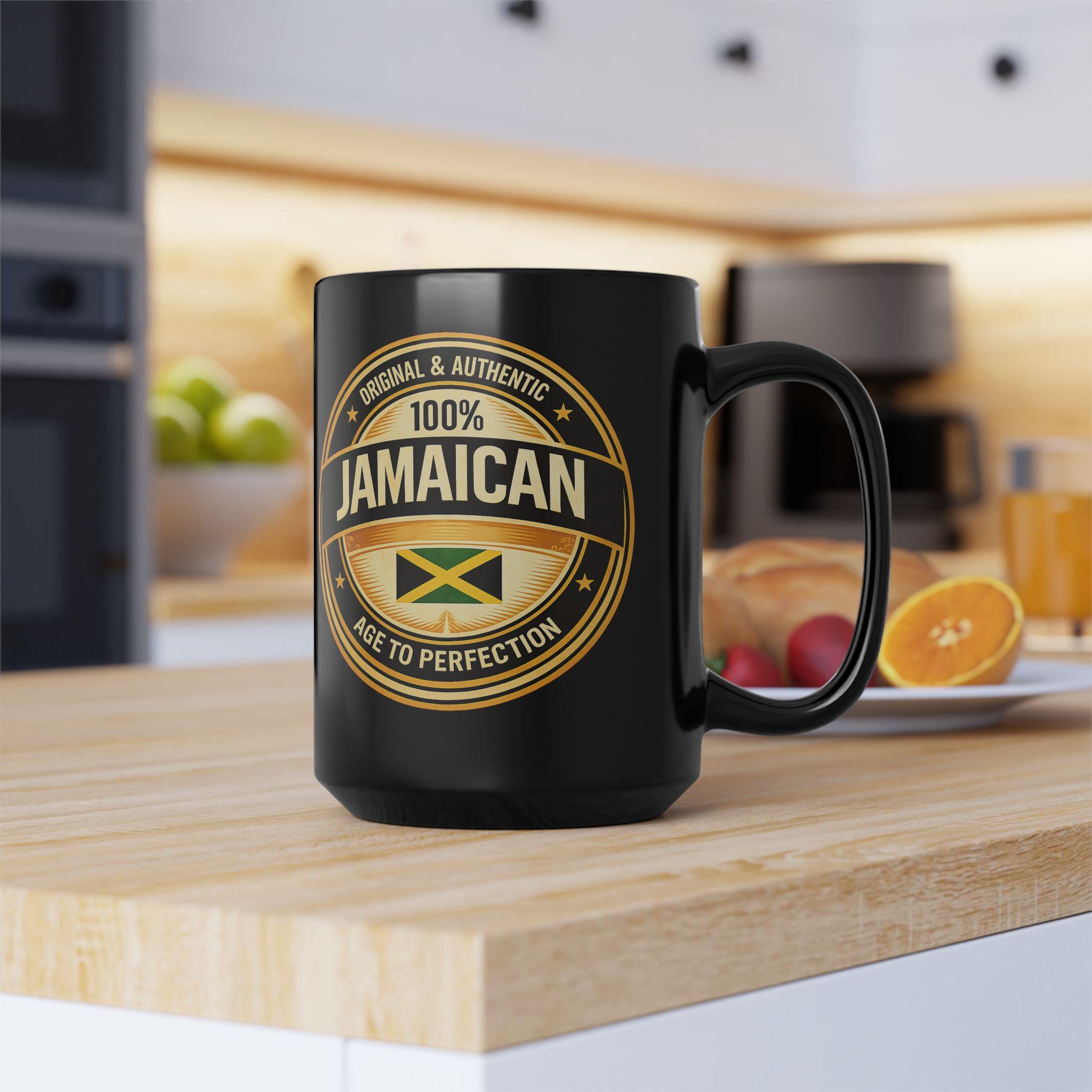 Original & Authentic 100% Jamaican Mug Aged to Perfection Black Ceramic Coffee Cup Jamaican Pride Birthday Gift For Men and Women. 15oz, product view 6